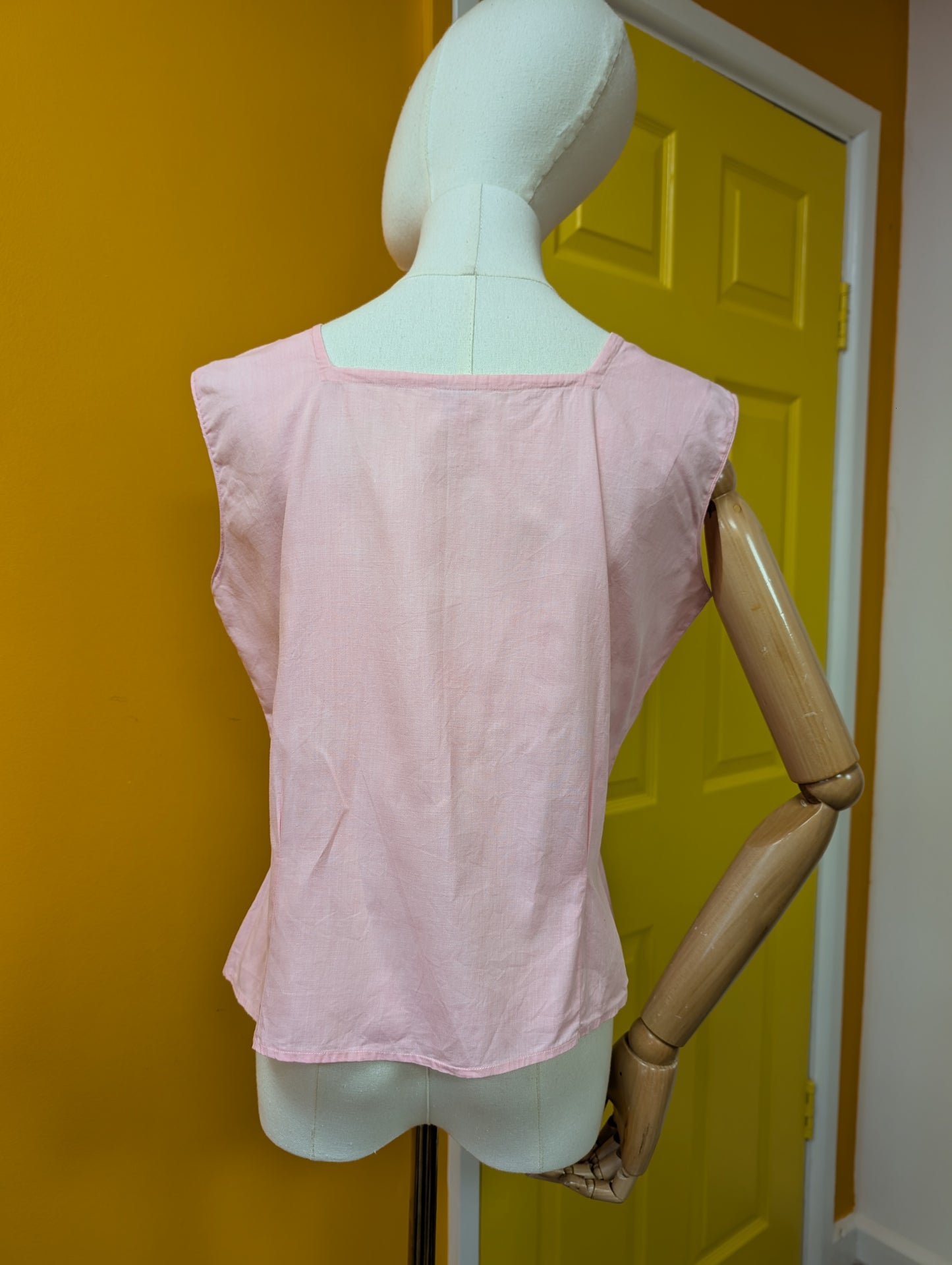 1950s Red Girl pink cotton top - M