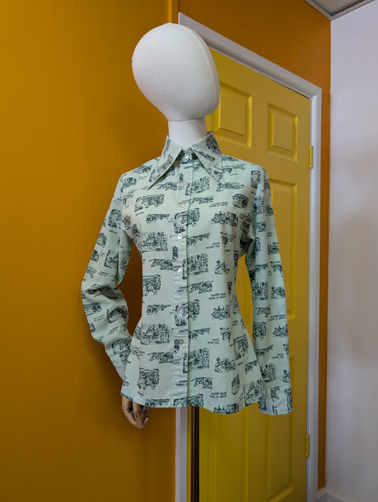 1970s C&A novelty print shirt - S/M/10/12
