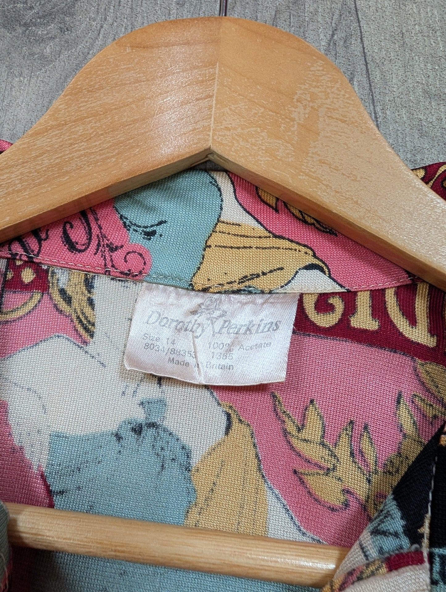 1970s Dorothy Perkins novelty Art Nouveau print tie waist top - XS/S