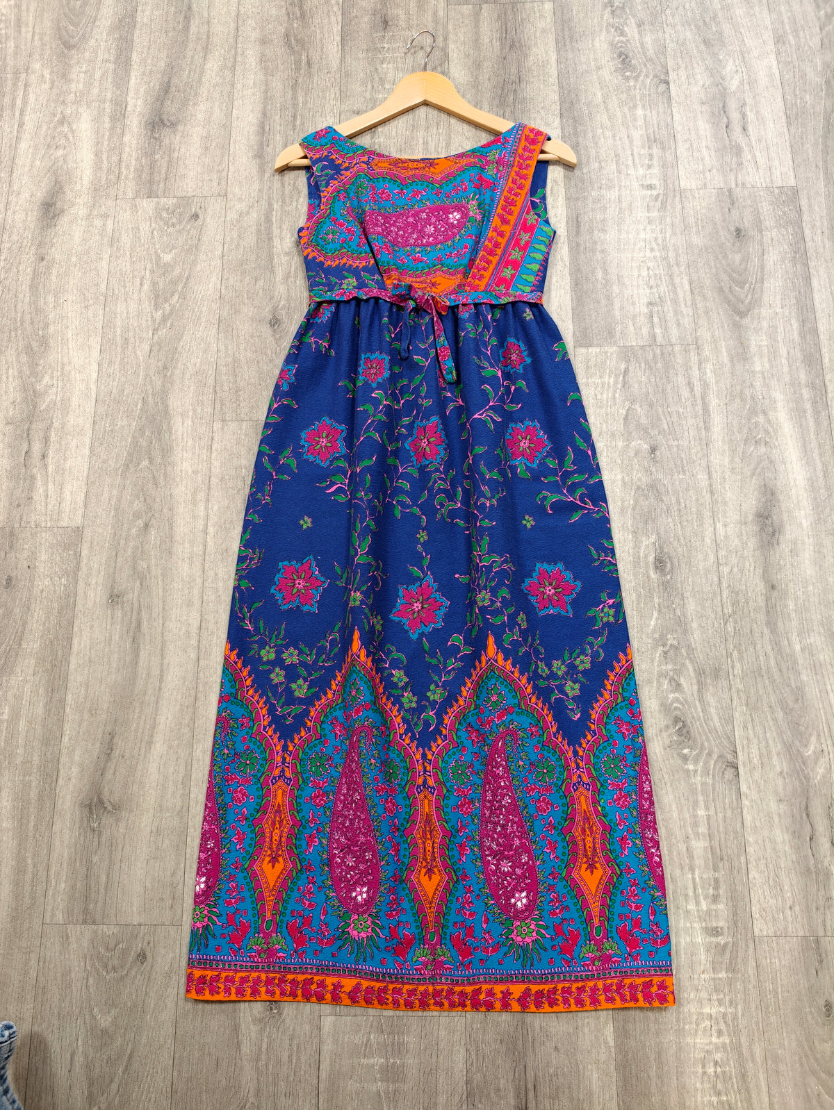 1960s psychedelic paisley cotton dress - XS/6