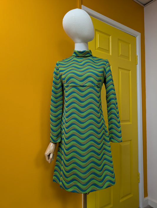 1960s psychedelic crimplene dress - S/8/10