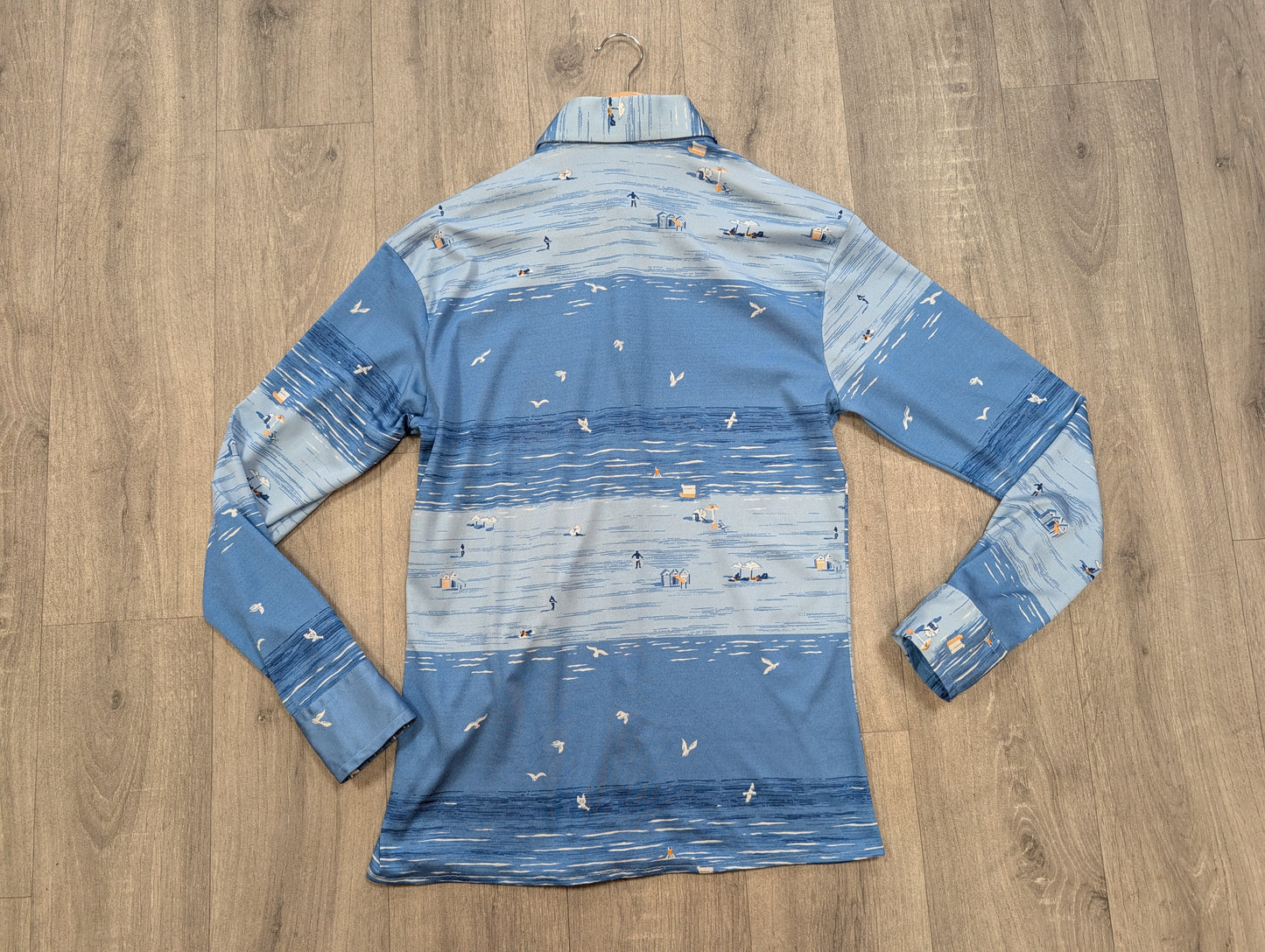 1970s Baroque novelty print dagger collar shirt