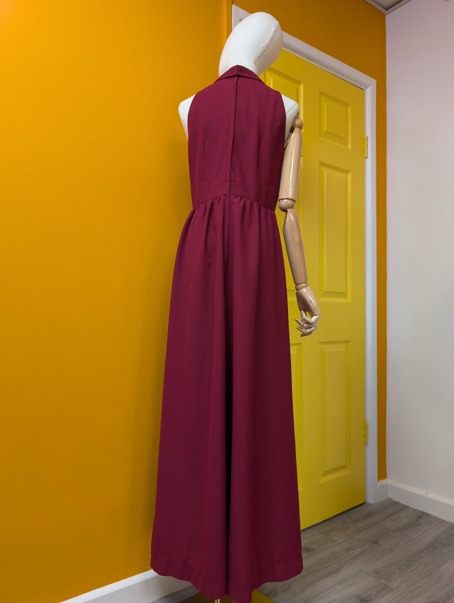 1970s burgundy maxi dress - S/M/10/12
