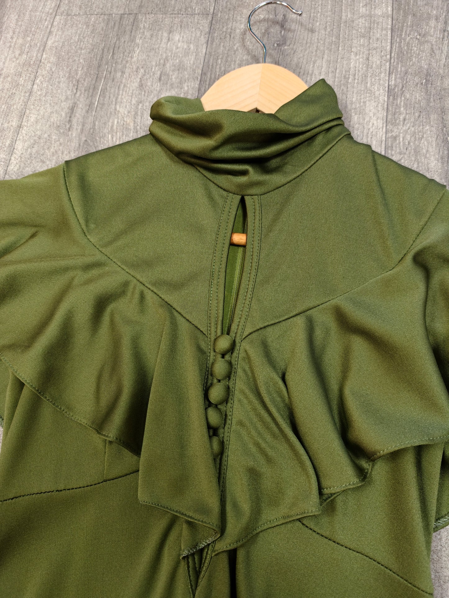 1970s Irvine Sellars green crimplene maxi dress - XS/6