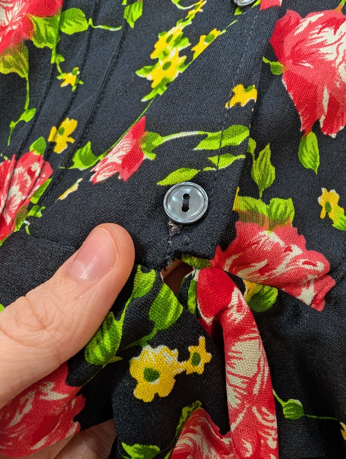 1970s floral tie waist shirt - XS/6