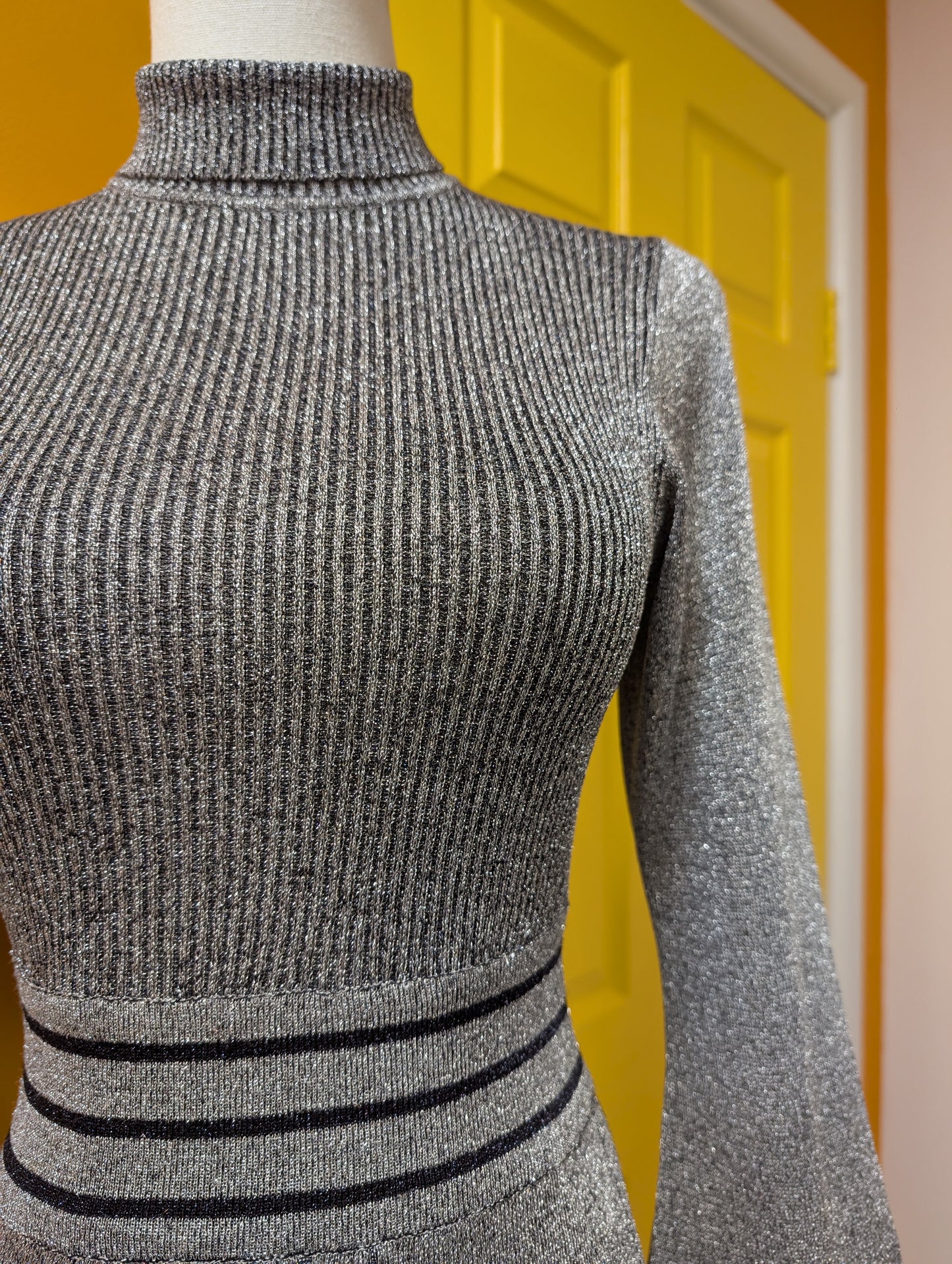 1970s Ian Peters silver lurex maxi dress - XS/6
