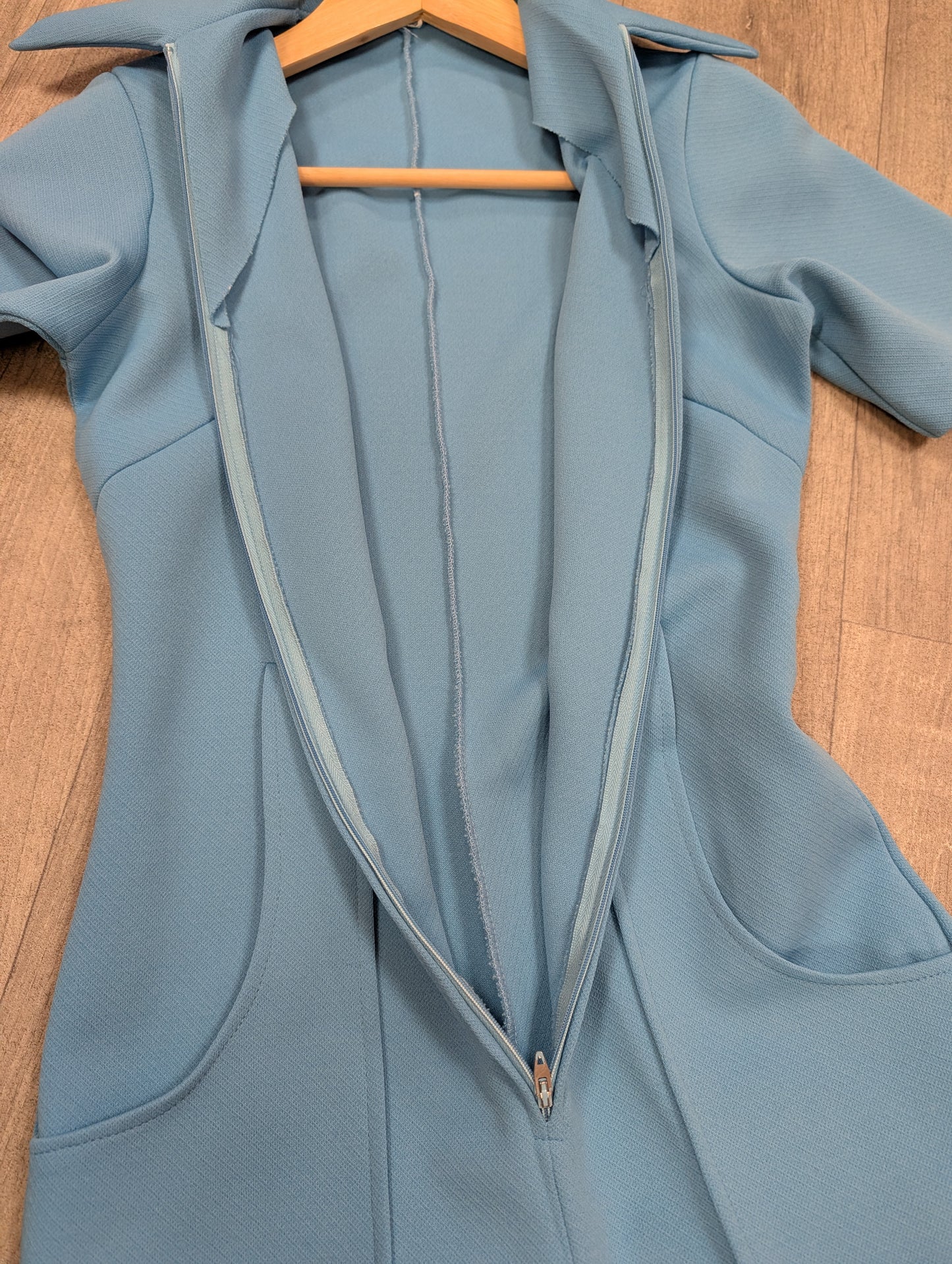 1970s blue belted jumpsuit - S/8