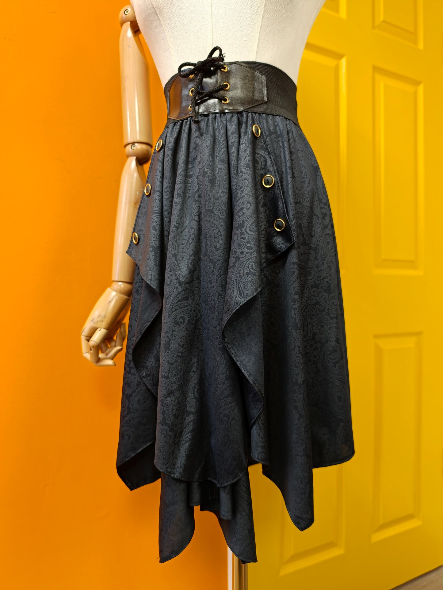 1980s black paisley skirt - S/M