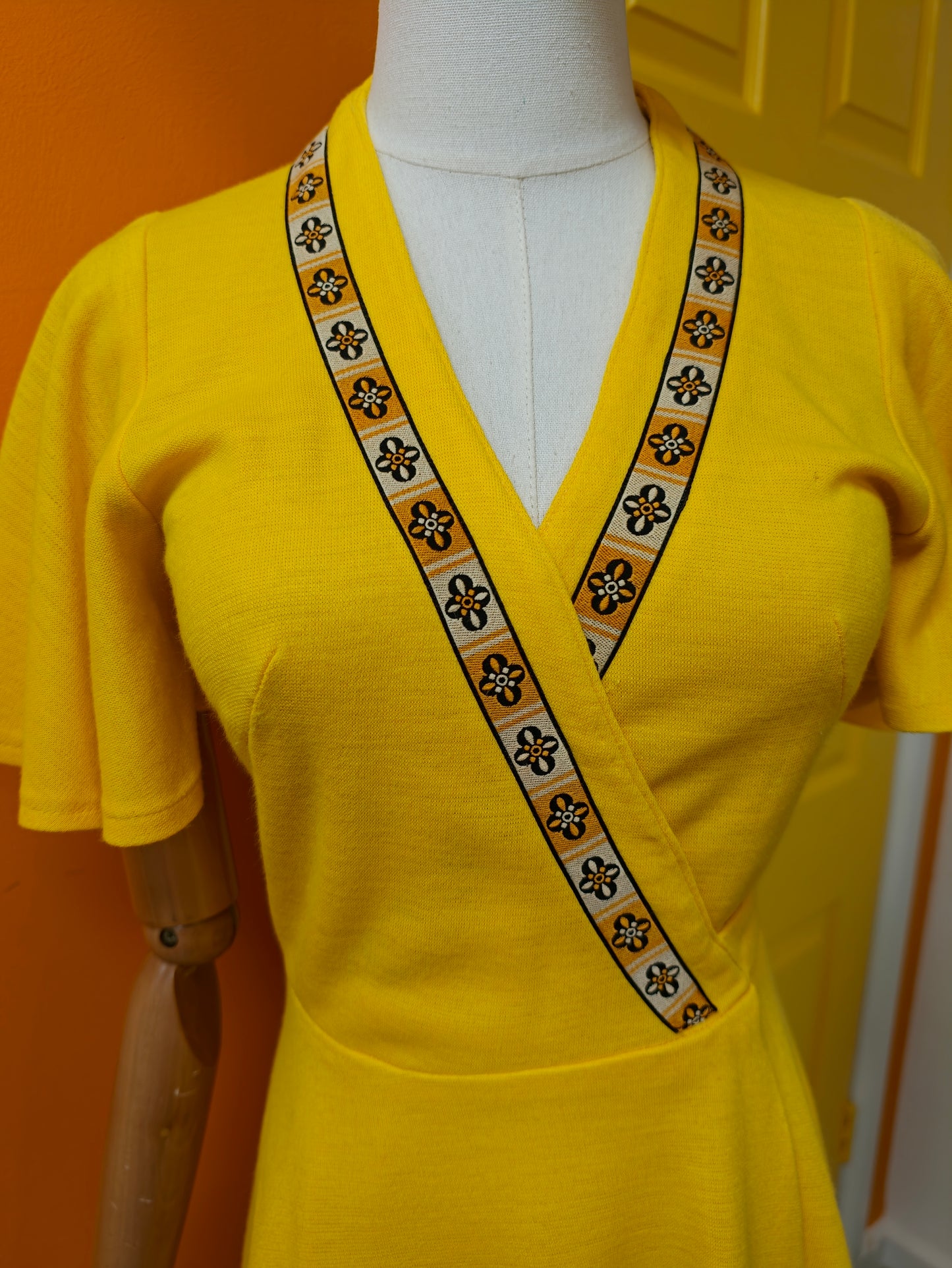 1970s Radley yellow wrap mini dress - XS/S