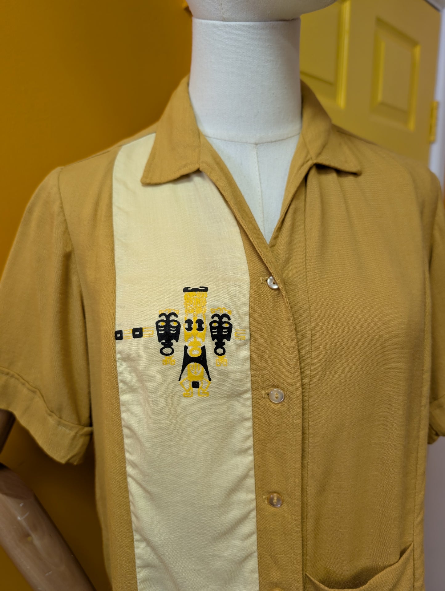 1950s Nat Nast rayon tiki bowling shirt