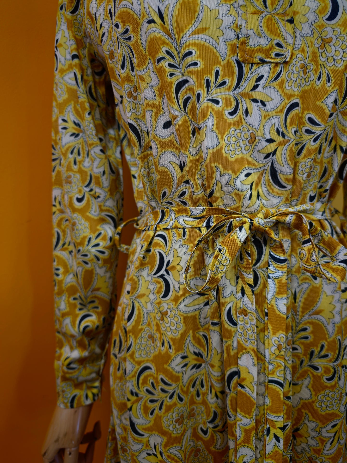1970s belted dagger collar shirt - M