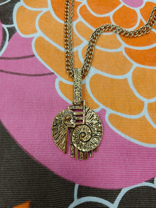 60s/70s gold tone brutalist necklace