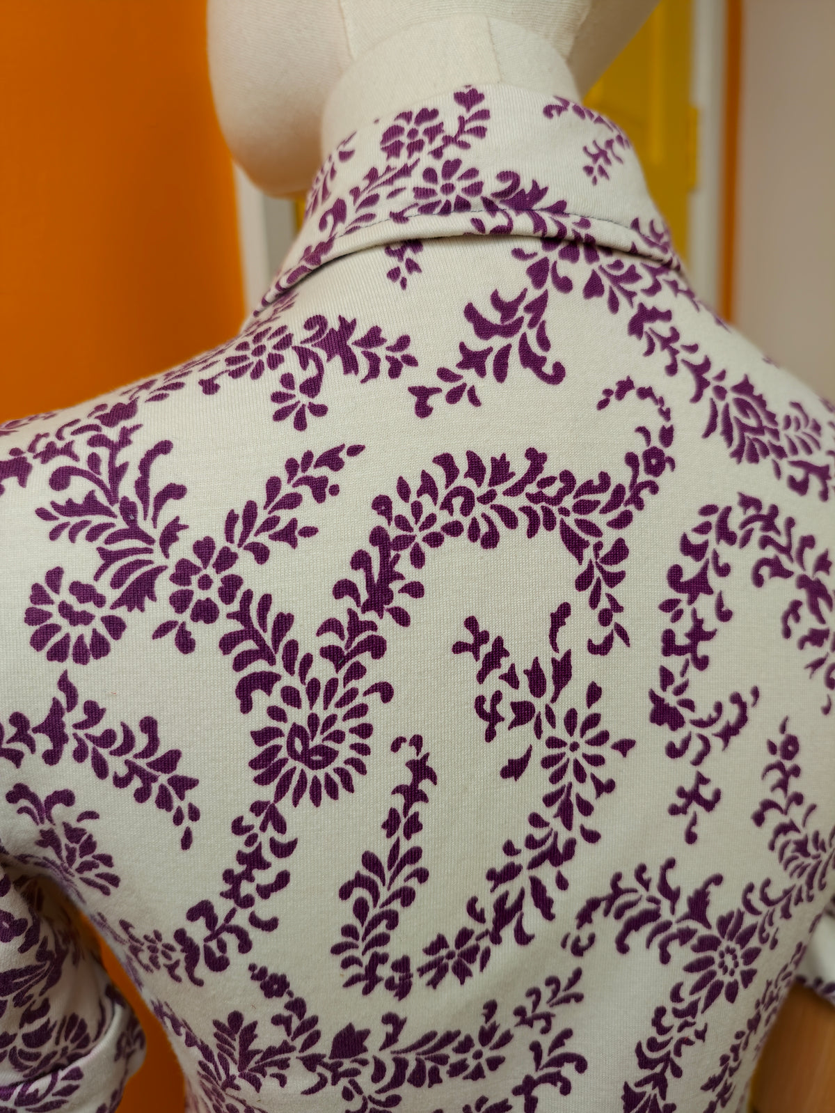 1970s St Michael purple & white beagle collar mini dress - XS/6