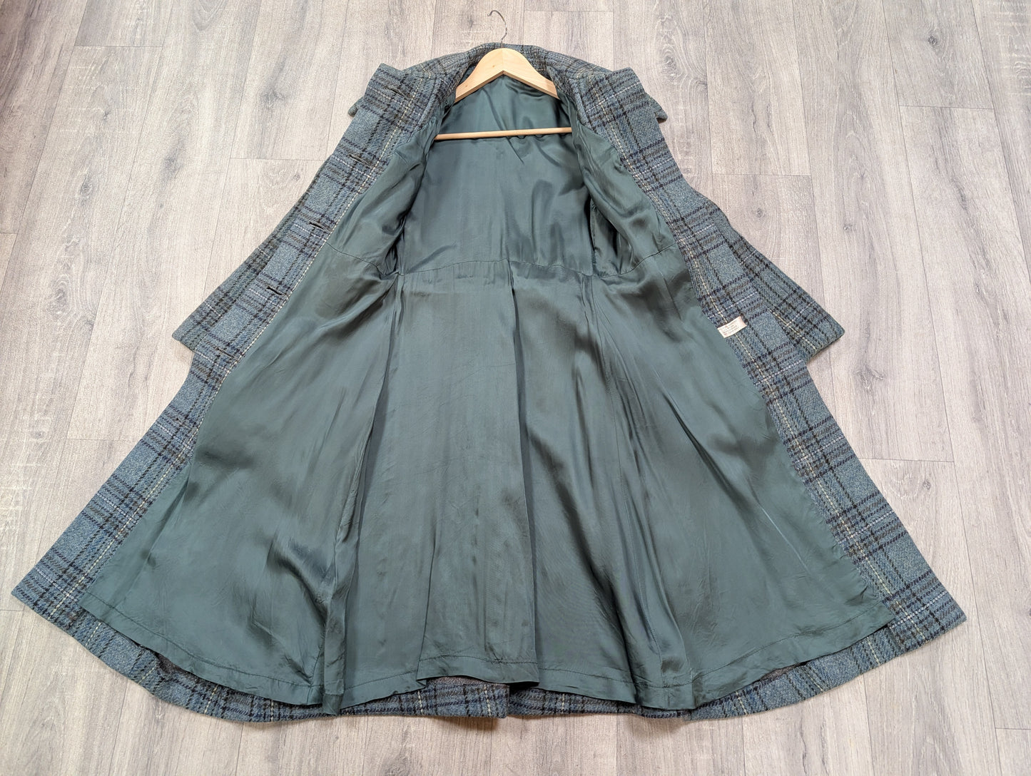 1970s wool blend coat, belt & scarf
