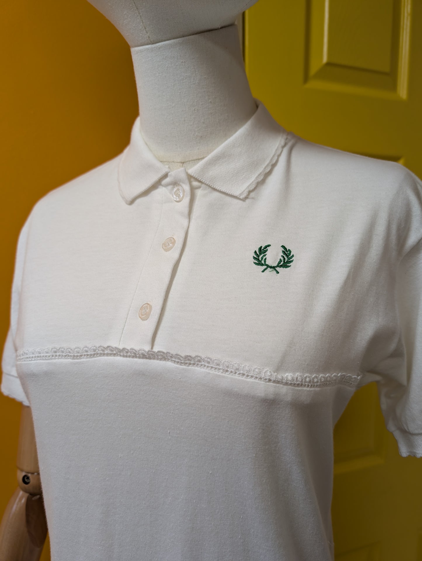 1980s Fred Perry white cotton polo shirt - XS/S