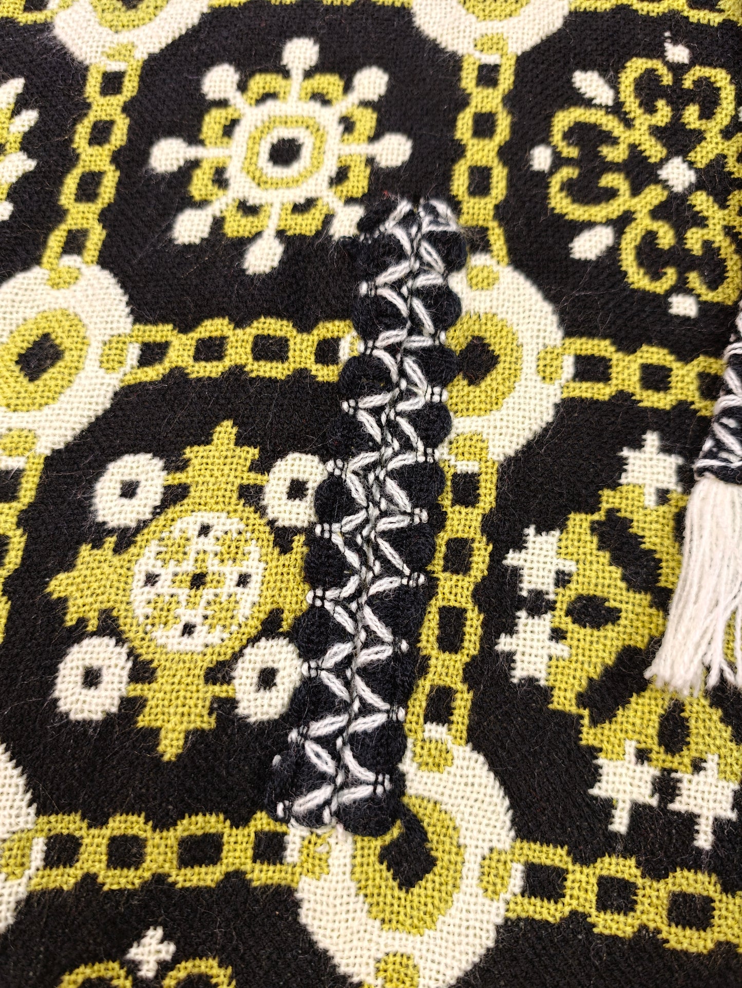 60s/70s green/black tapestry cape