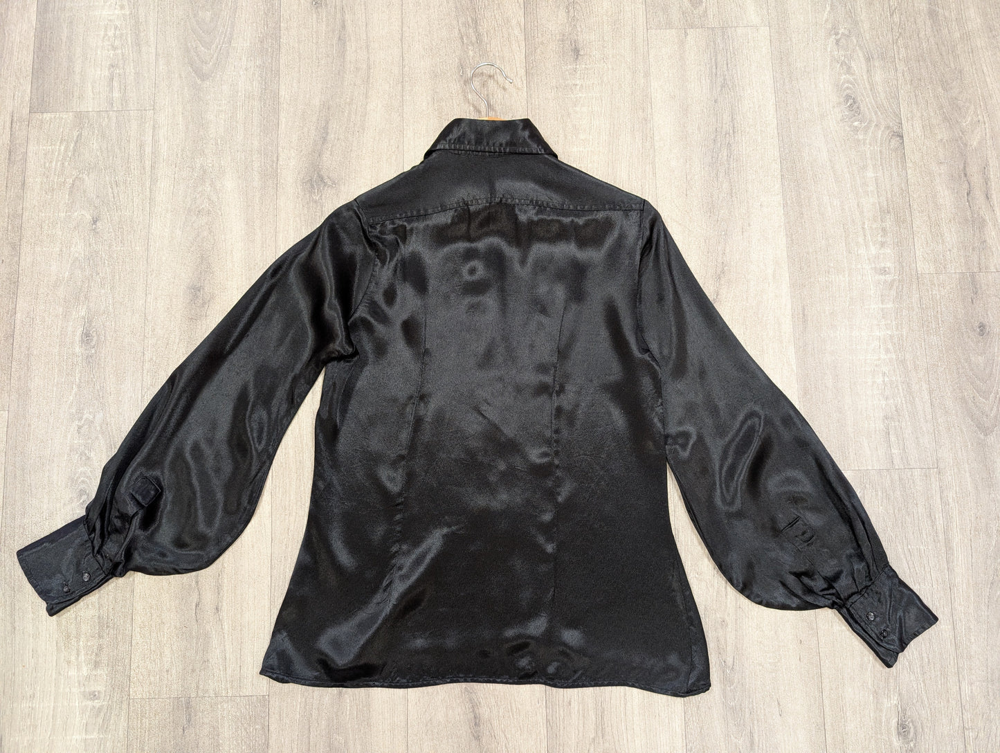 60s/70s Ben Sherman black satin shirt - S