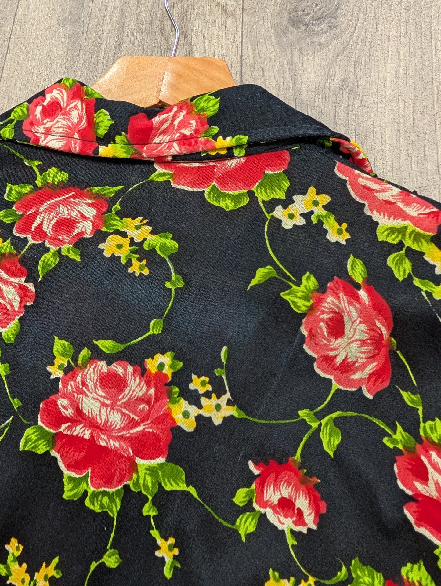 1970s floral tie waist shirt - XS/6