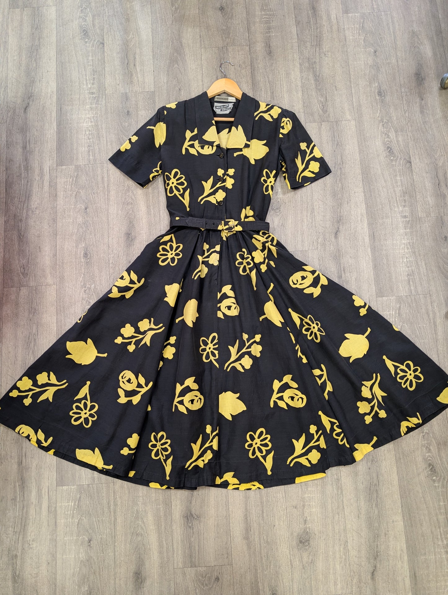 1950s Horrockses floral cotton dress & belt