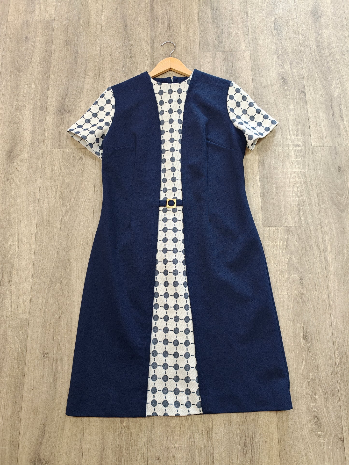 1960s Leygil navy blue crimplene dress - M/14