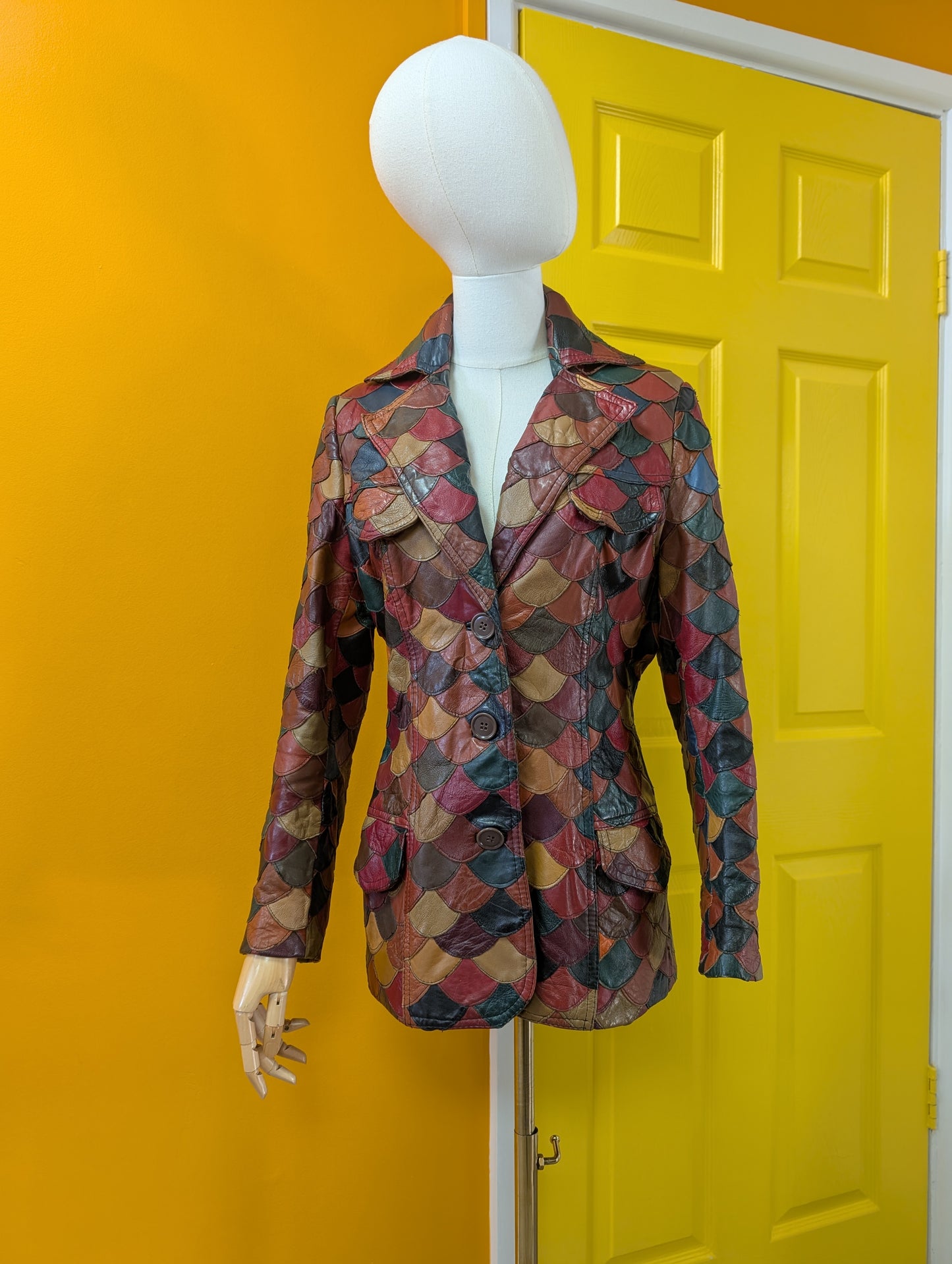 Epic 1970s fish scale leather jacket