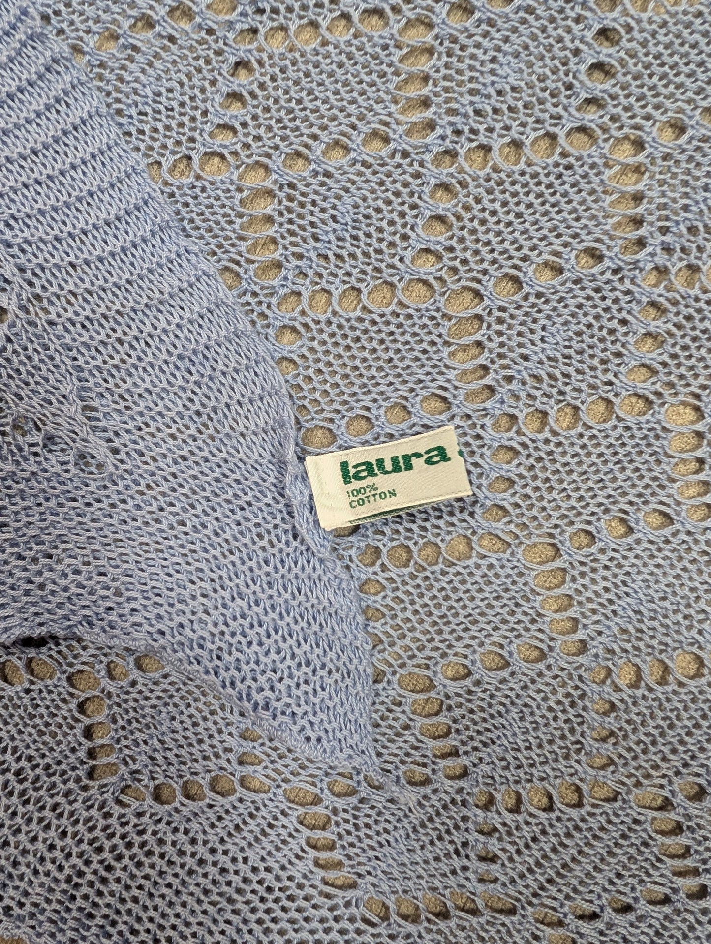 80s/90s Laura Ashley light blue cotton shawl/scarf