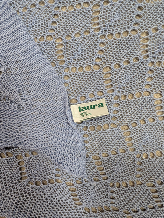 80s/90s Laura Ashley light blue cotton shawl/scarf