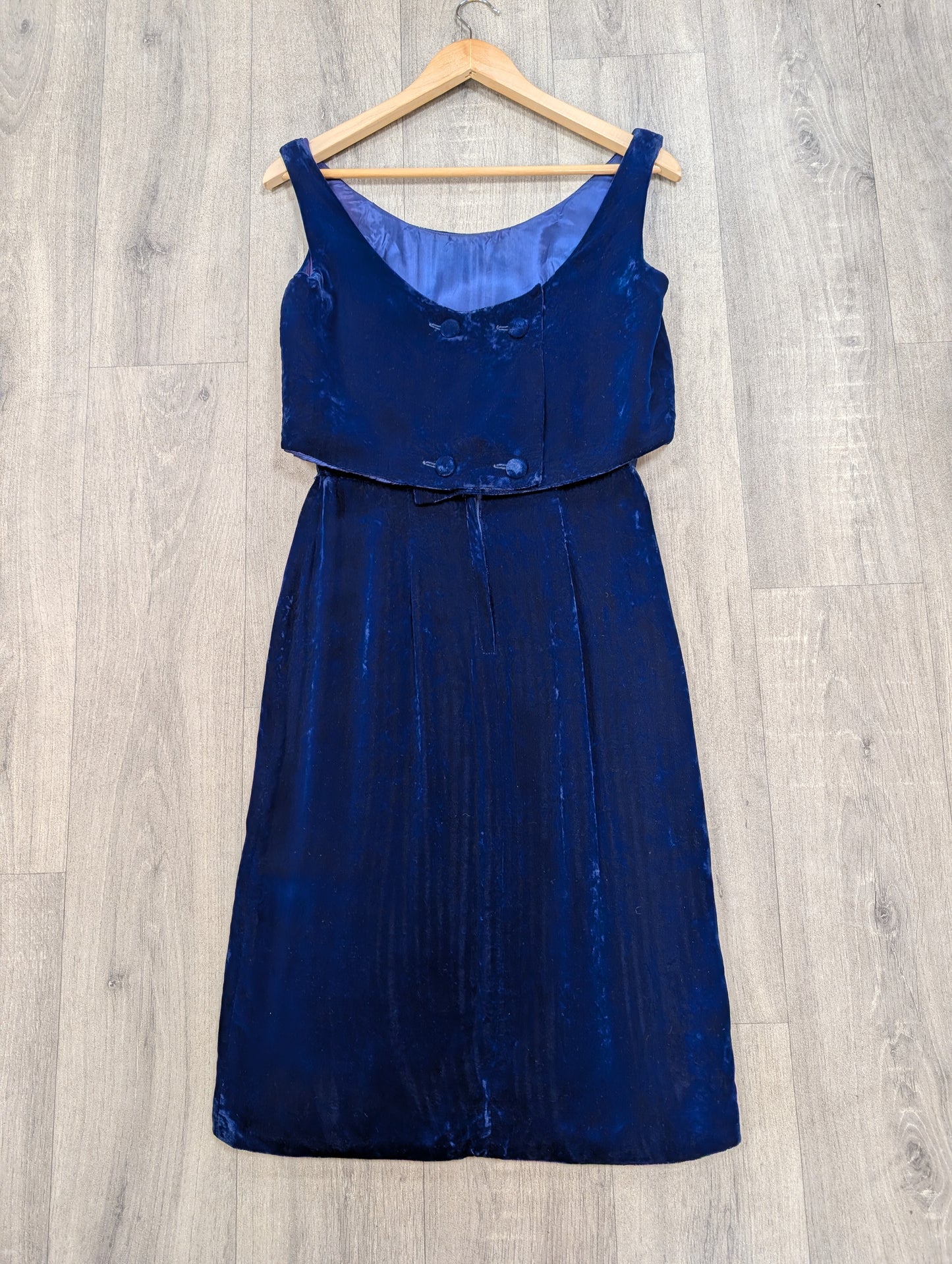 1960s Blanes blue velvet dress - S/8