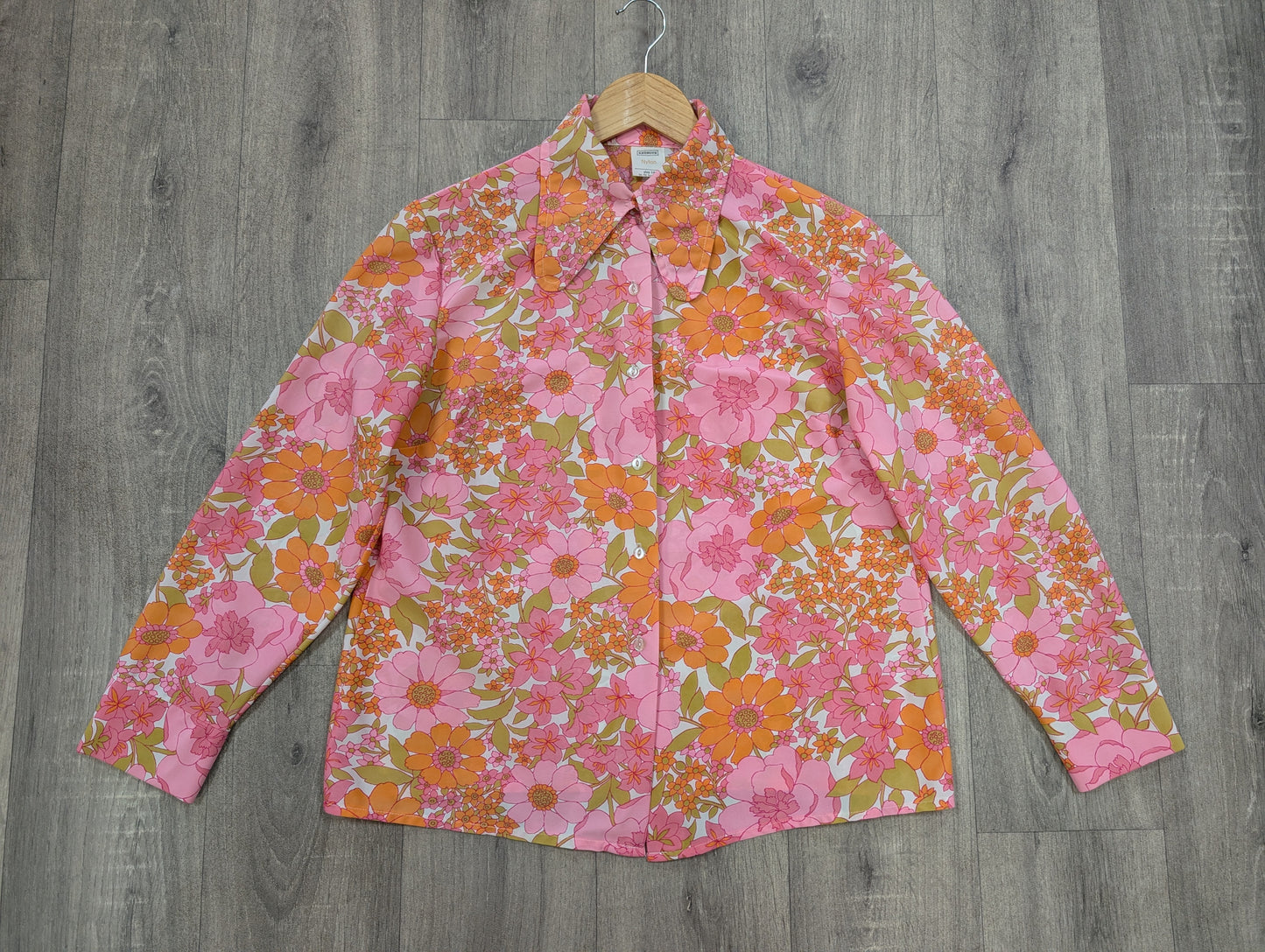 Keynote psychedelic pink/orange floral shirt - M/L