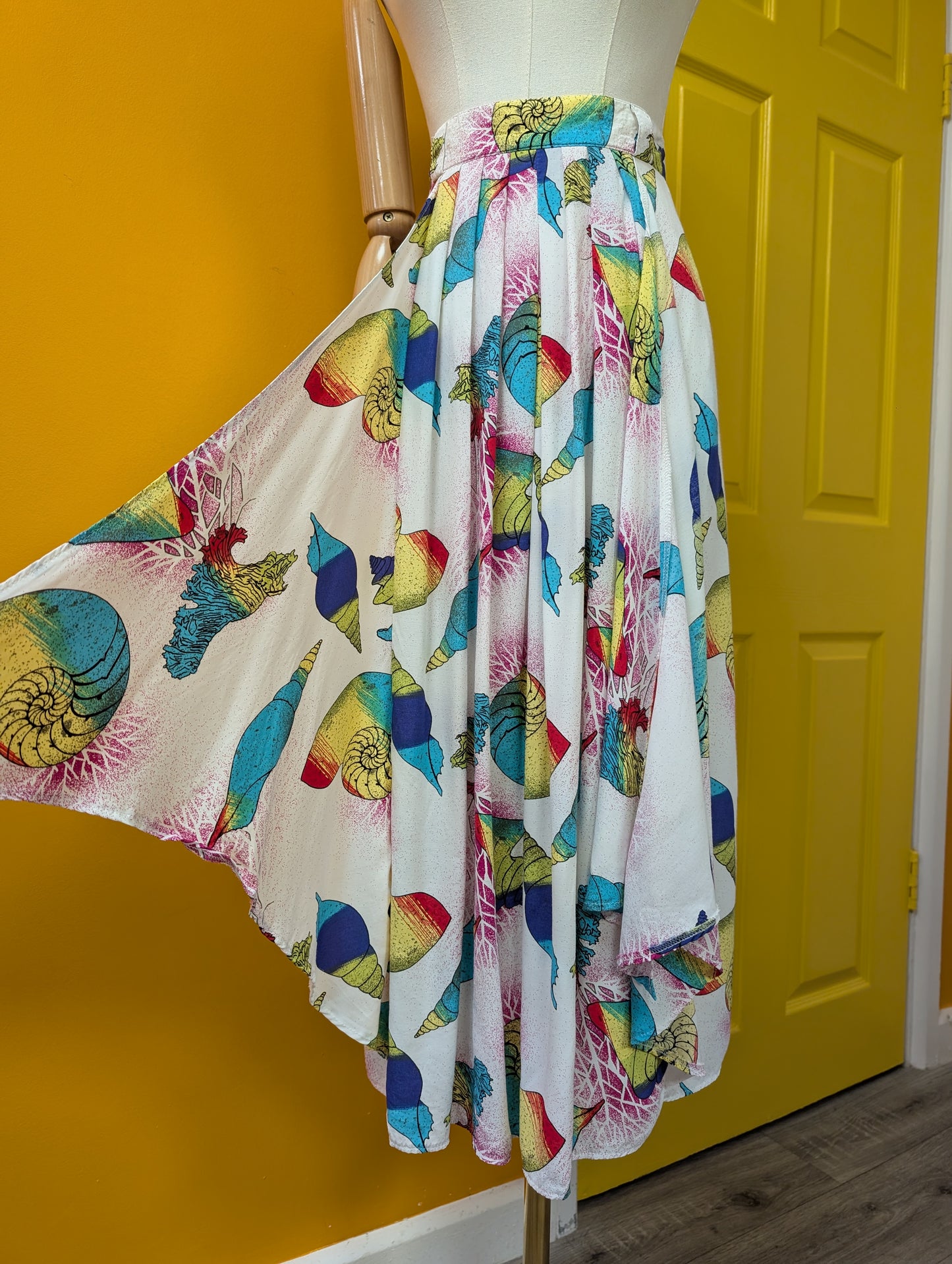 1980s novelty seashell print skirt - 30" waist