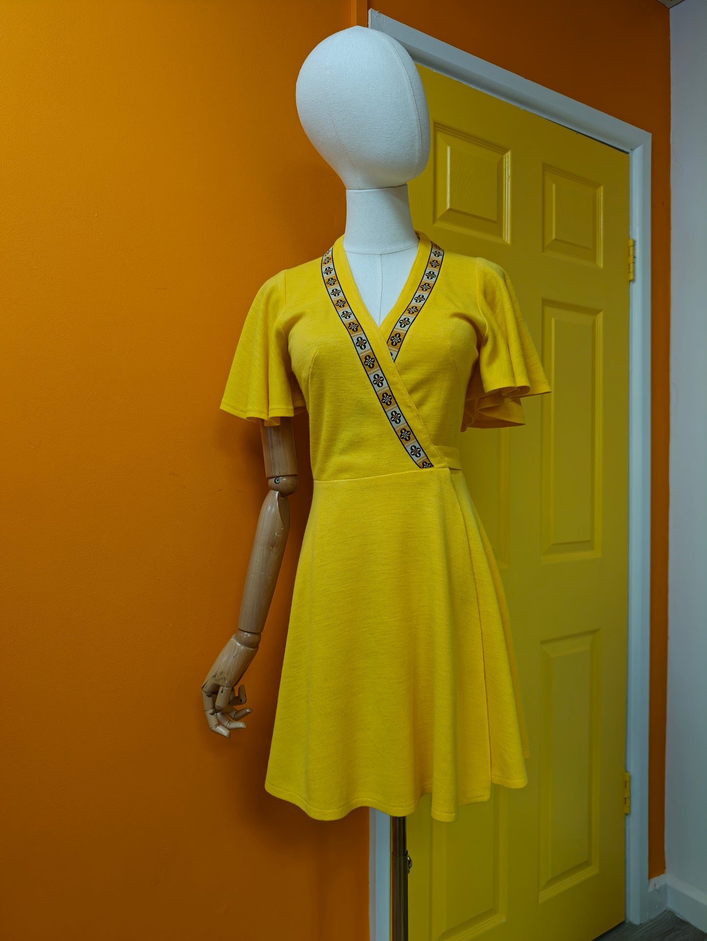 1970s Radley yellow wrap mini dress - XS/S