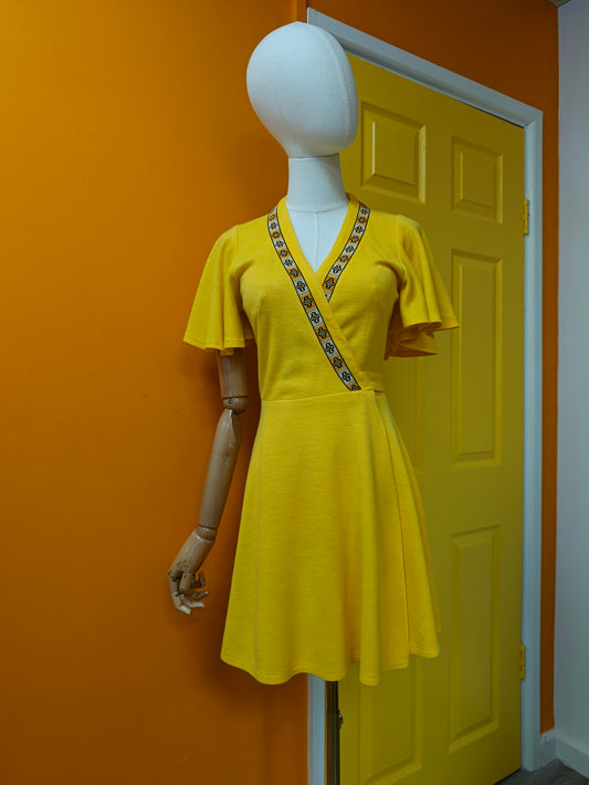 1970s Radley yellow wrap mini dress - XS/S