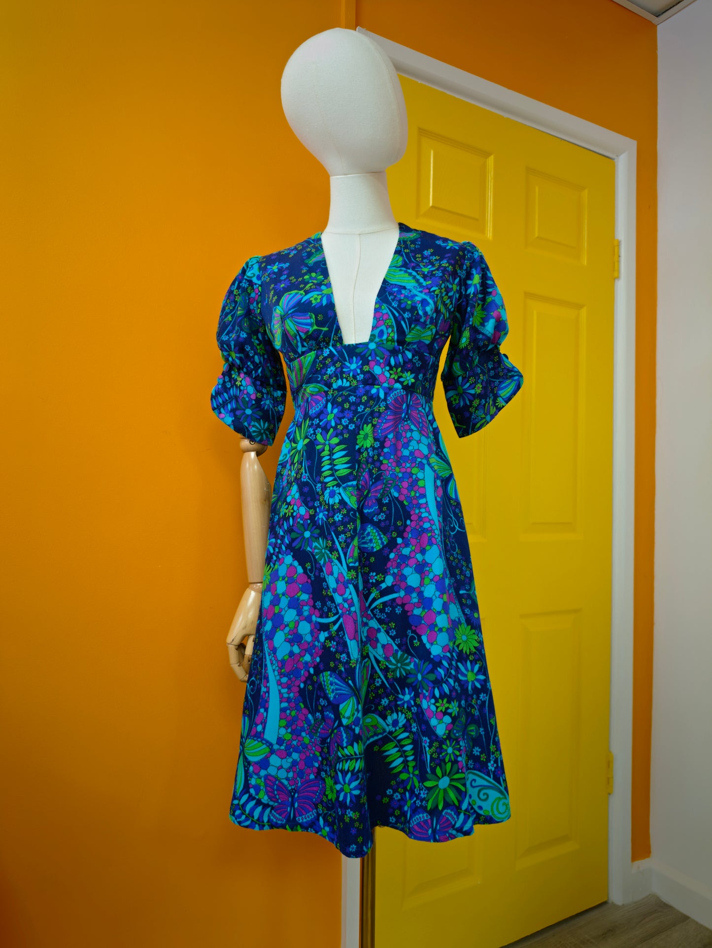 1970s Fumi's Originals Hawaiian butterfly print dress - XS/S/6/8