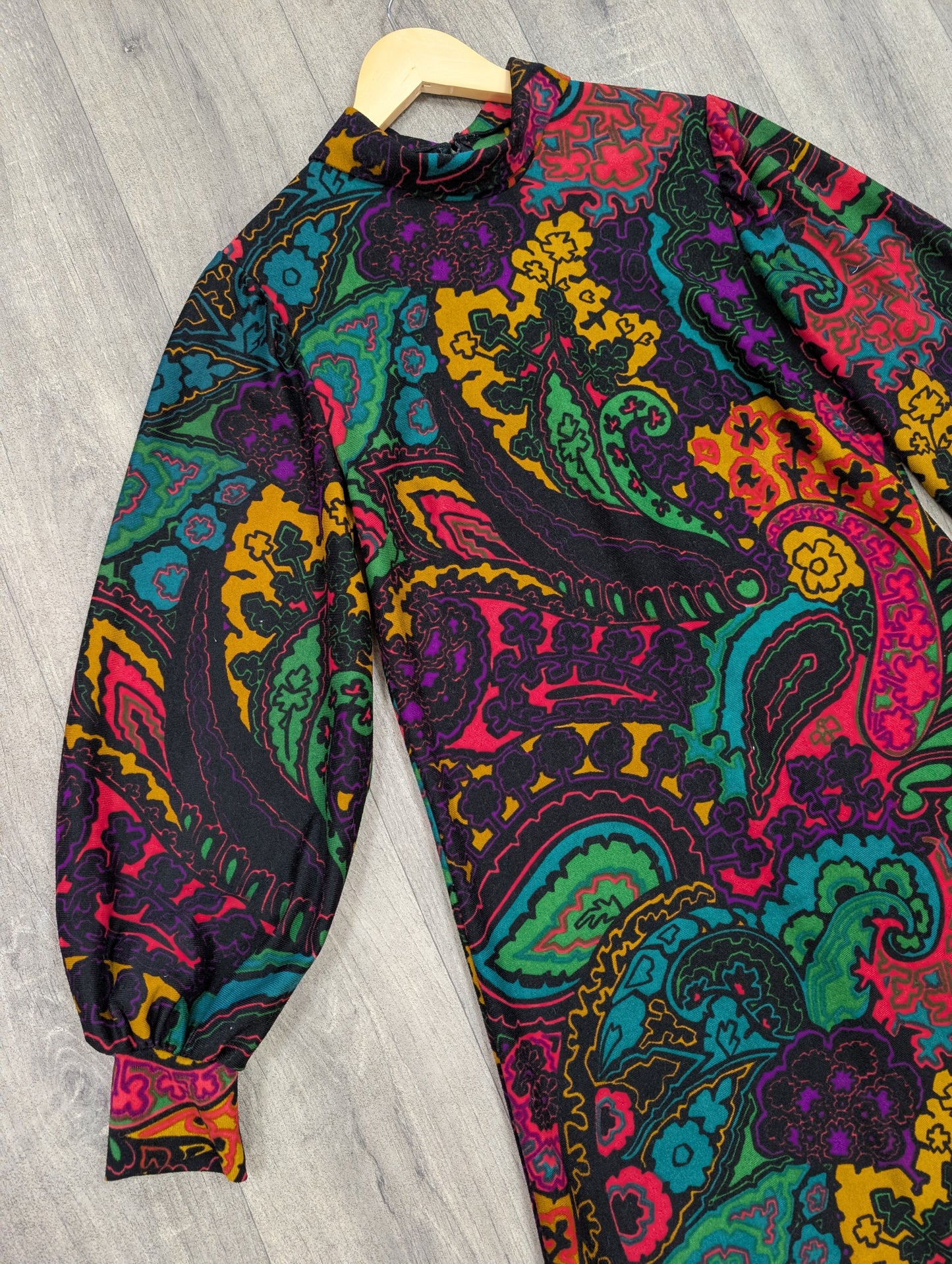 1970s psychedelic paisley maxi dress - M/12