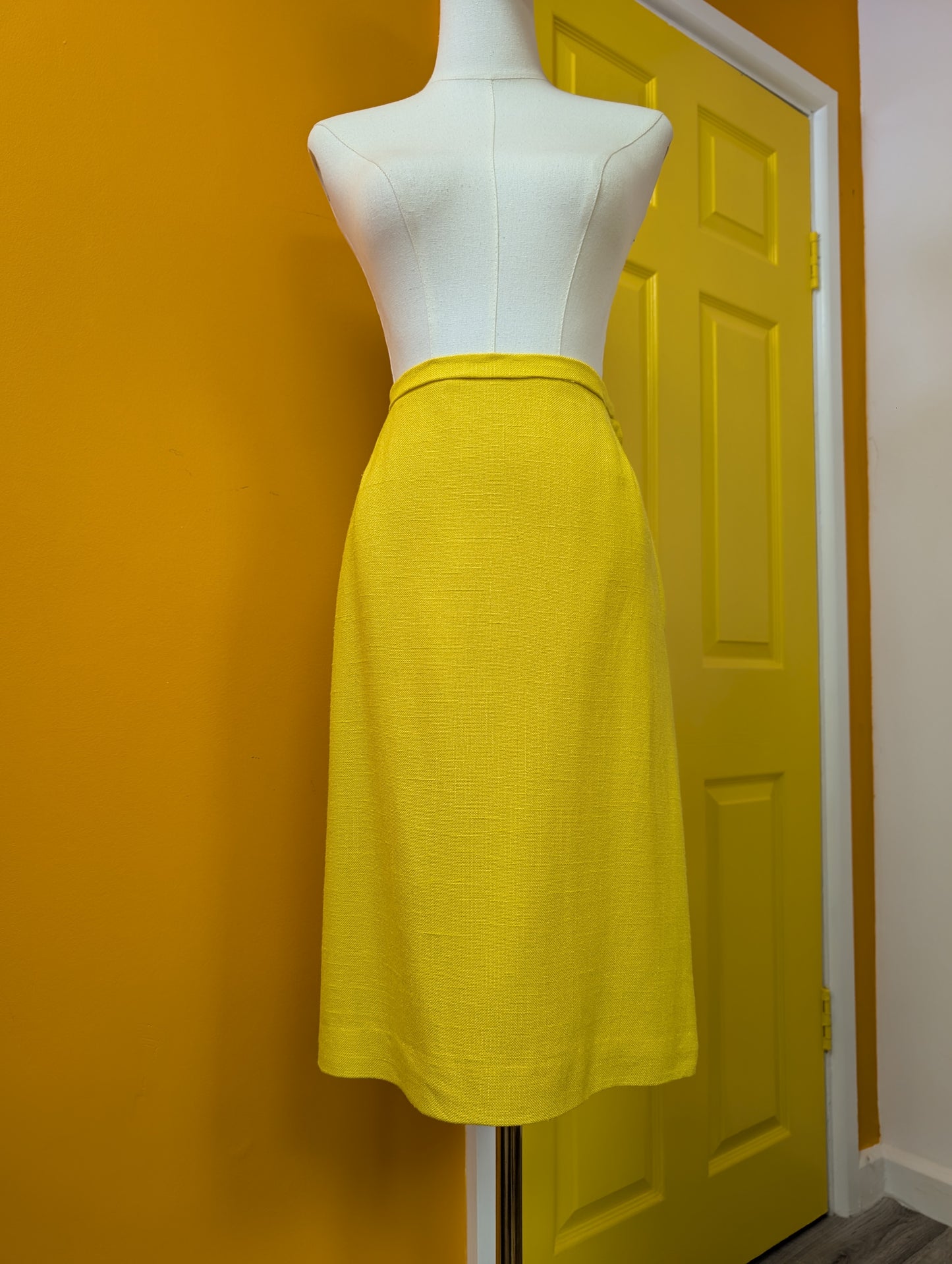 1970s Windsmoor yellow skirt suit - S/M/10/12