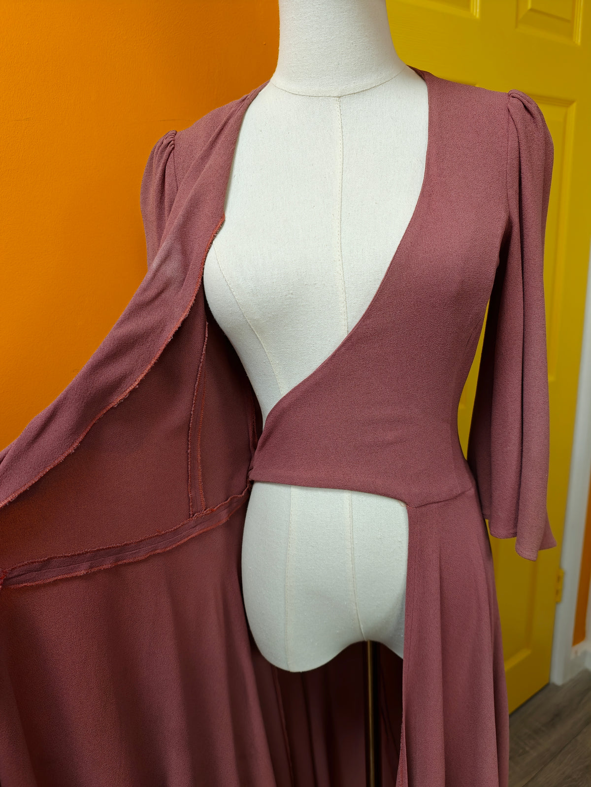 1970s Biba moss crepe wrap dress - XS