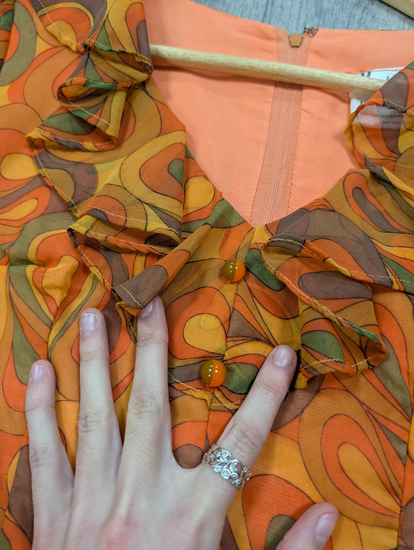 1960s Mademoiselle psychedelic orange dress - S/8