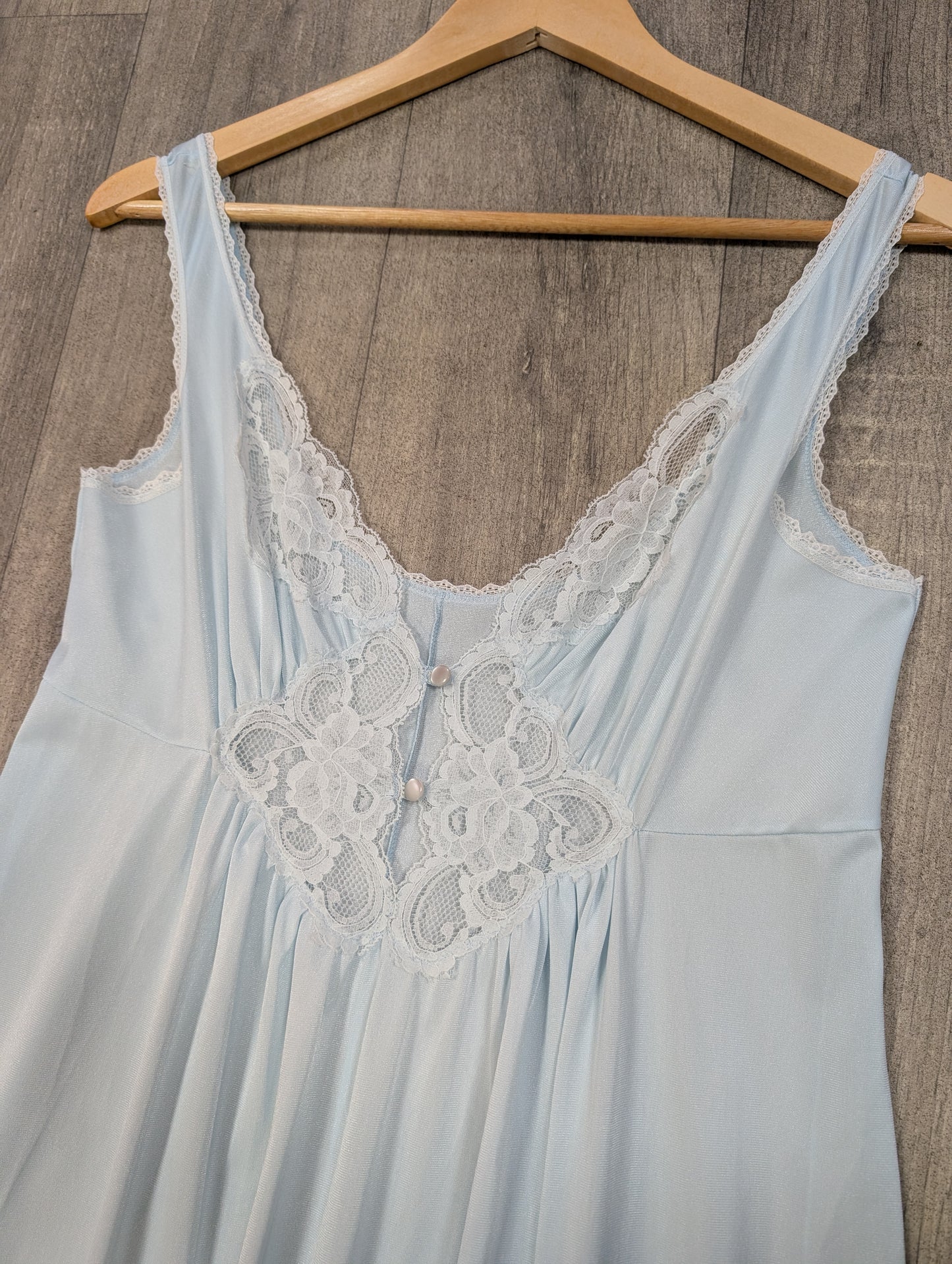 1970s blue nylon nightdress - S/8/10