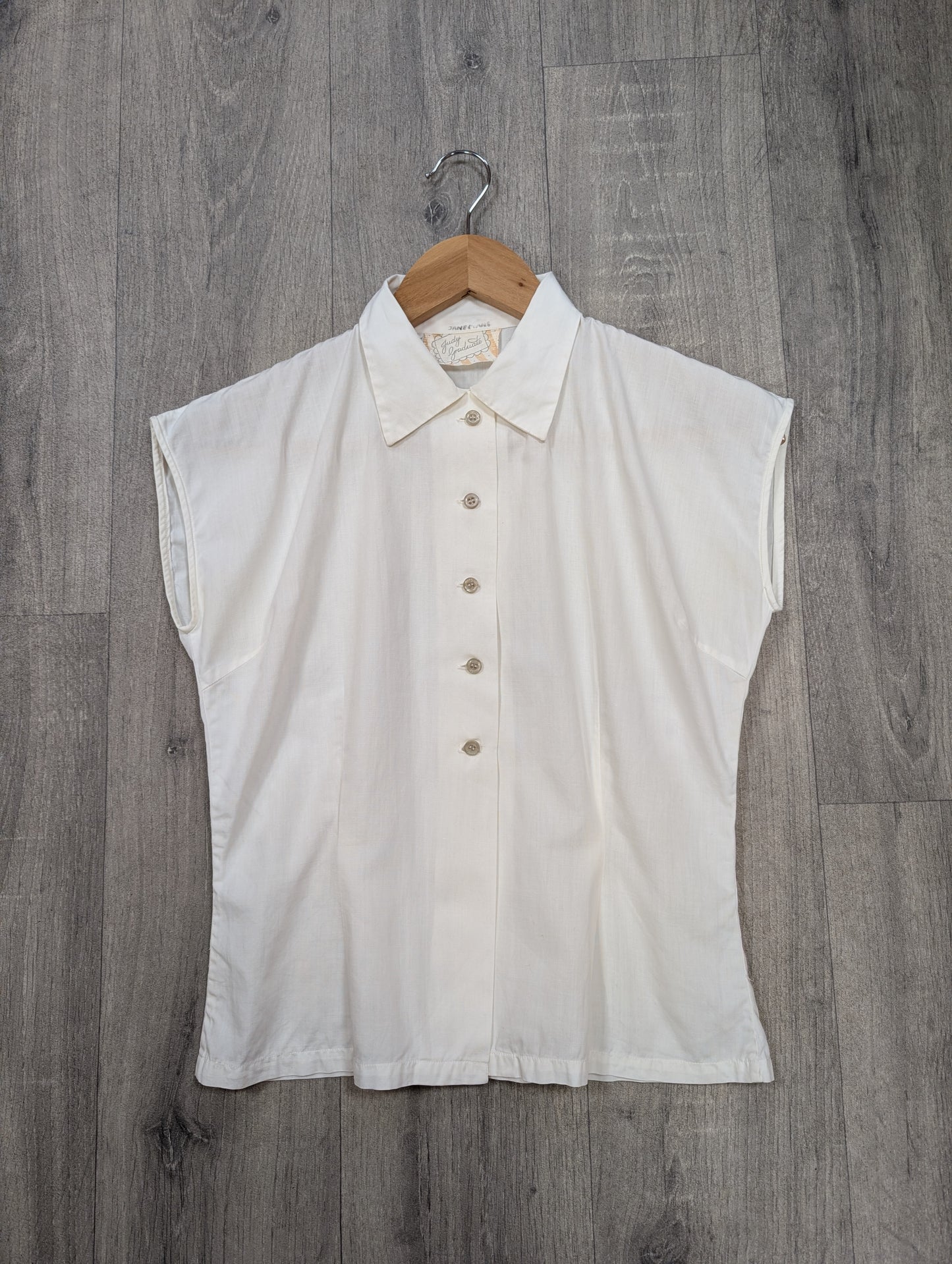 1950s Judy Graduate white cotton shirt - S/10