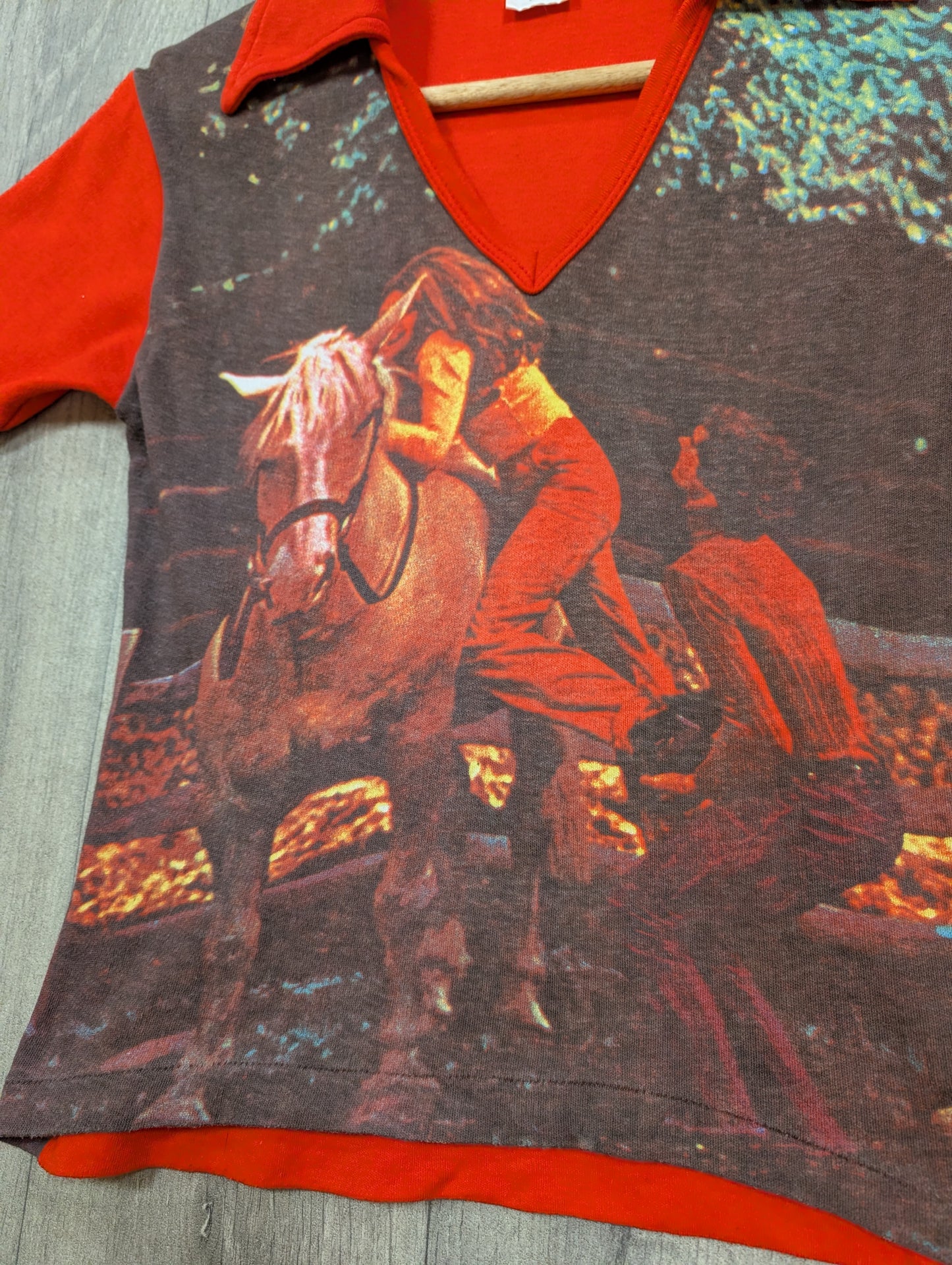 1970s red novelty photo print cotton t-shirt - XS/S