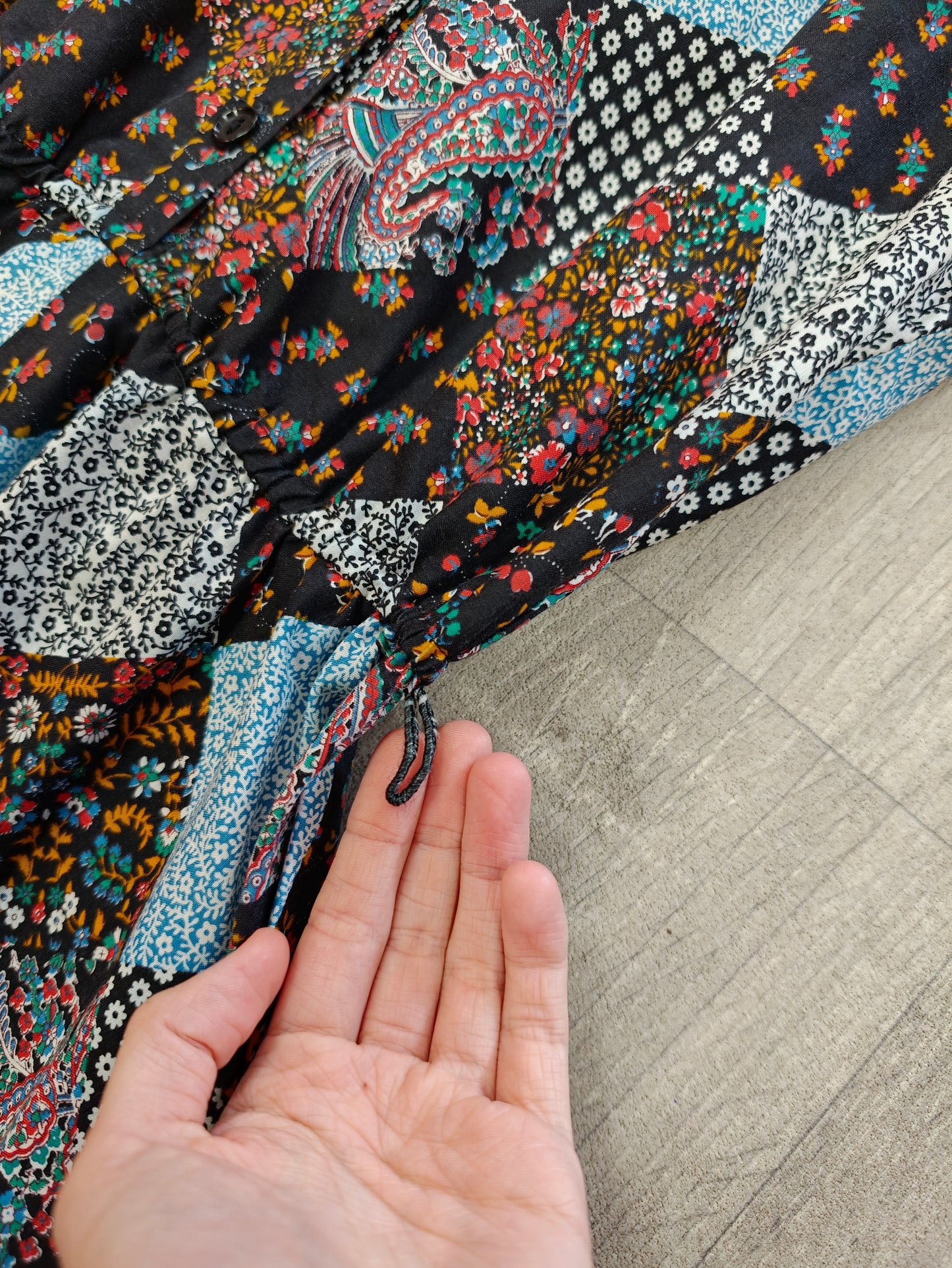 1970s patchwork print cotton dress - S/M