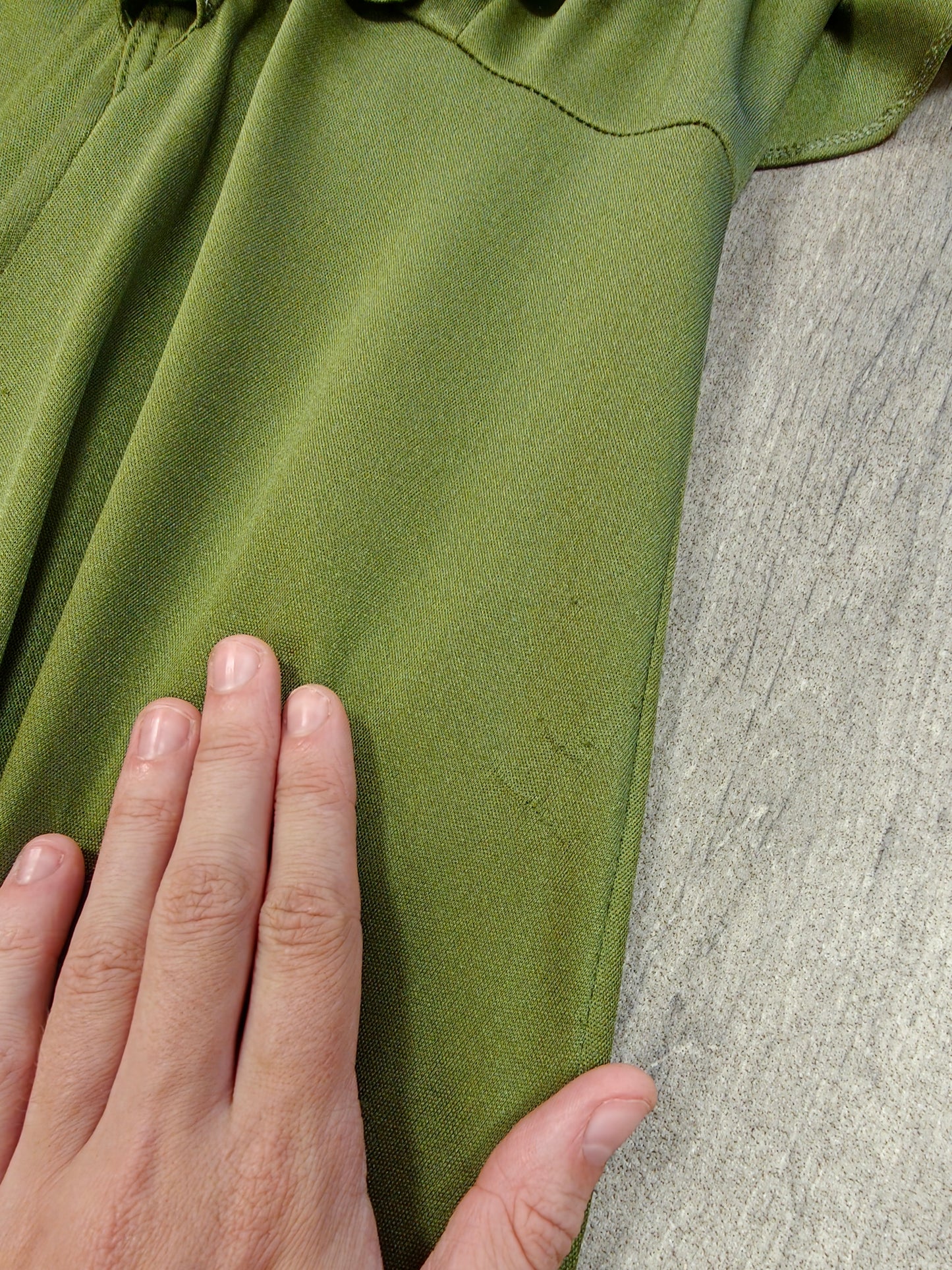 1970s Irvine Sellars green crimplene maxi dress - XS/6