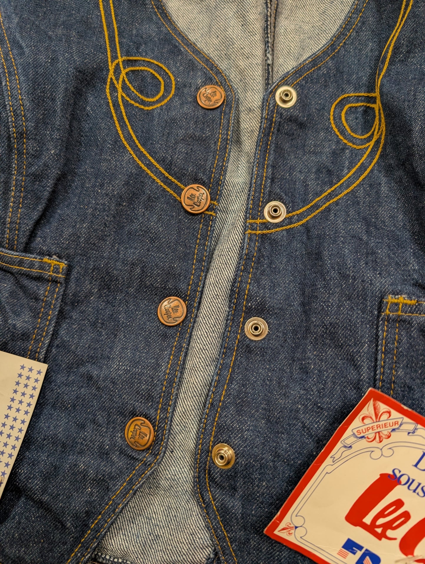 Deadstock 1970s Lee Cooper embroidered denim waistcoat - S/10