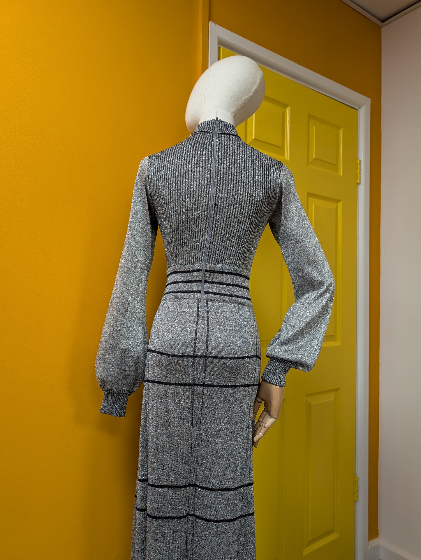 1970s Ian Peters silver lurex maxi dress - XS/6