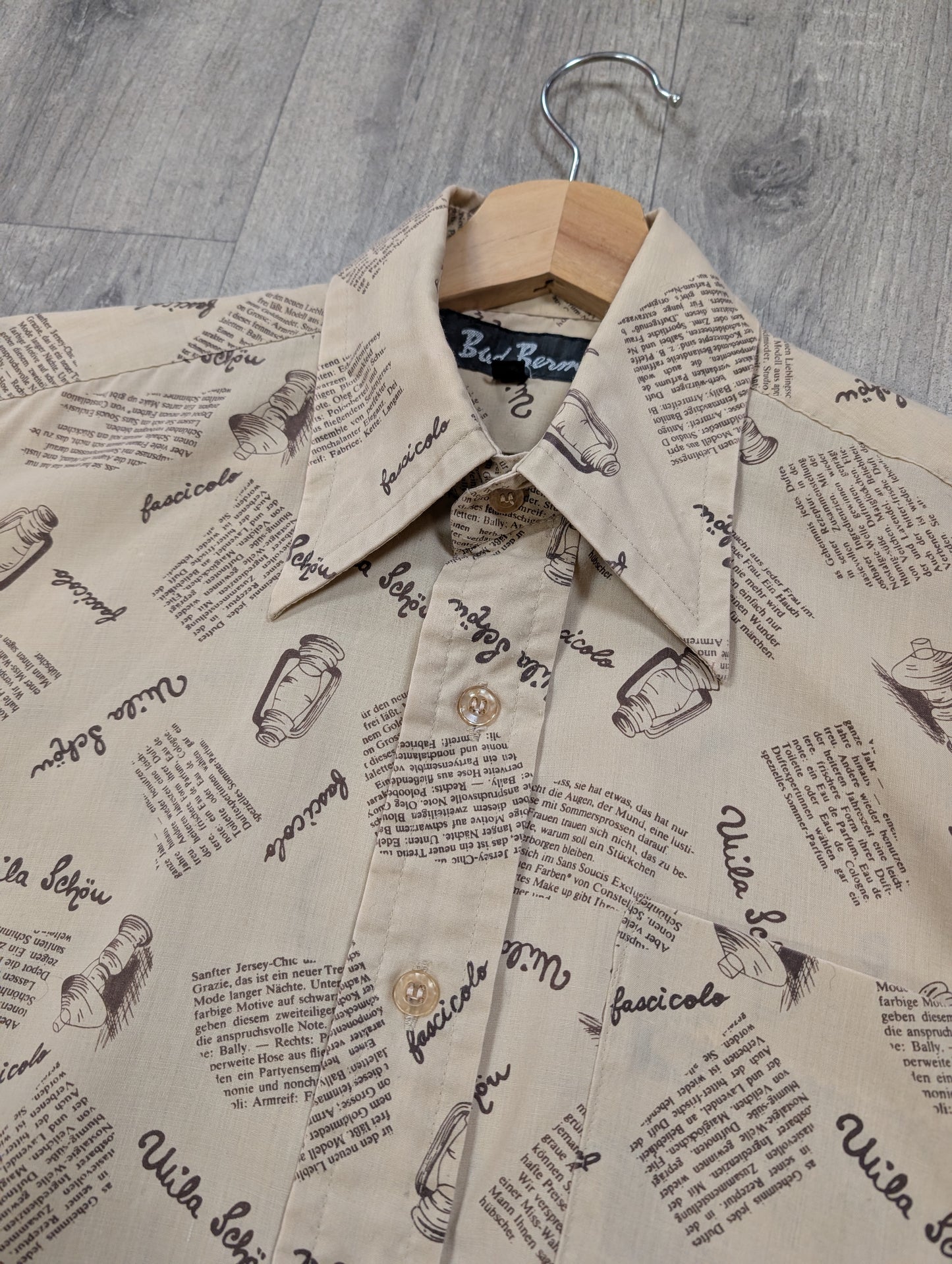 1970s Bud Berma novelty print shirt