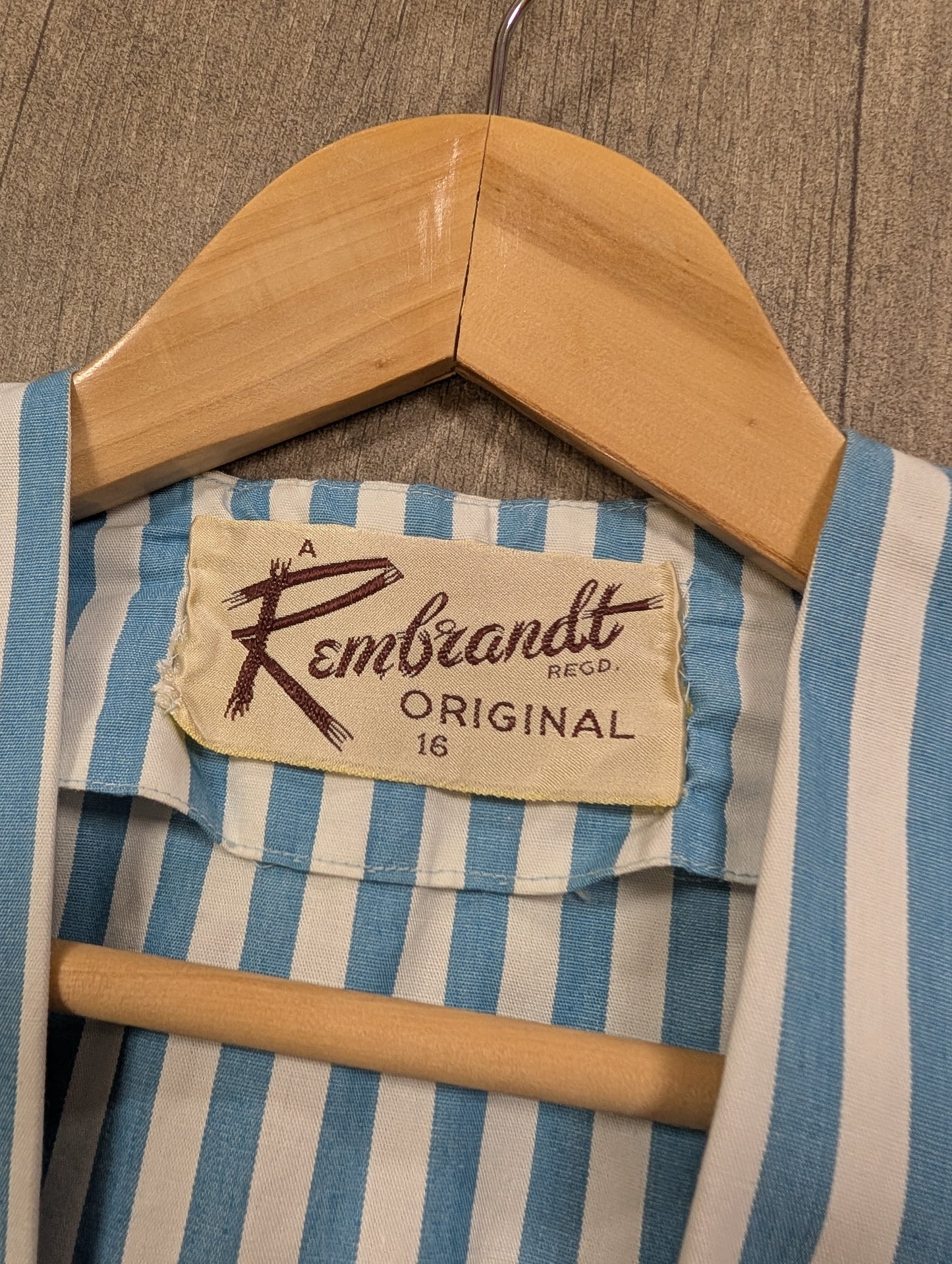 1950s Rembrandt blue/white striped cotton jacket - S/M
