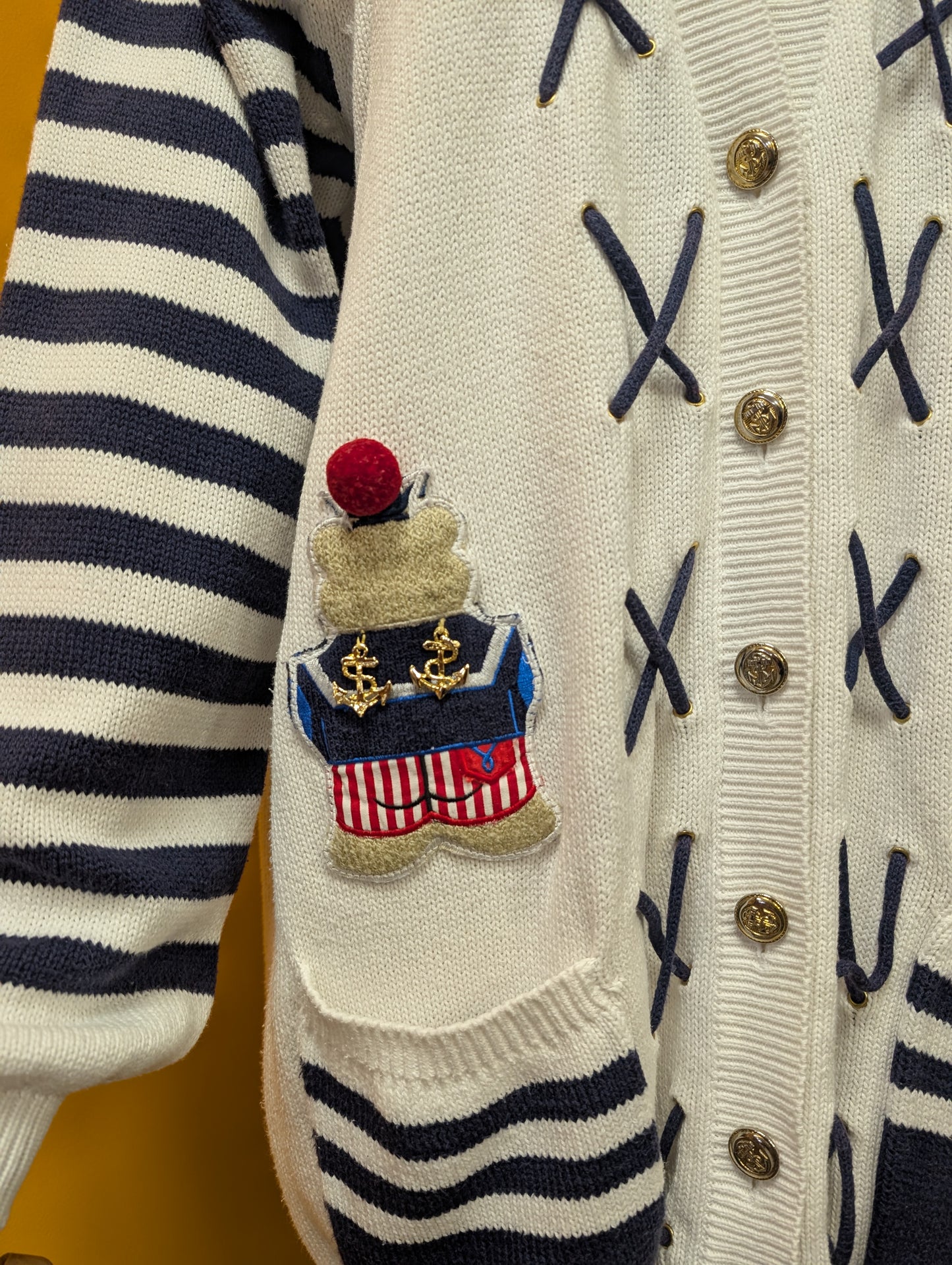 1990s Rene Derhy novelty sailor cotton cardigan - L