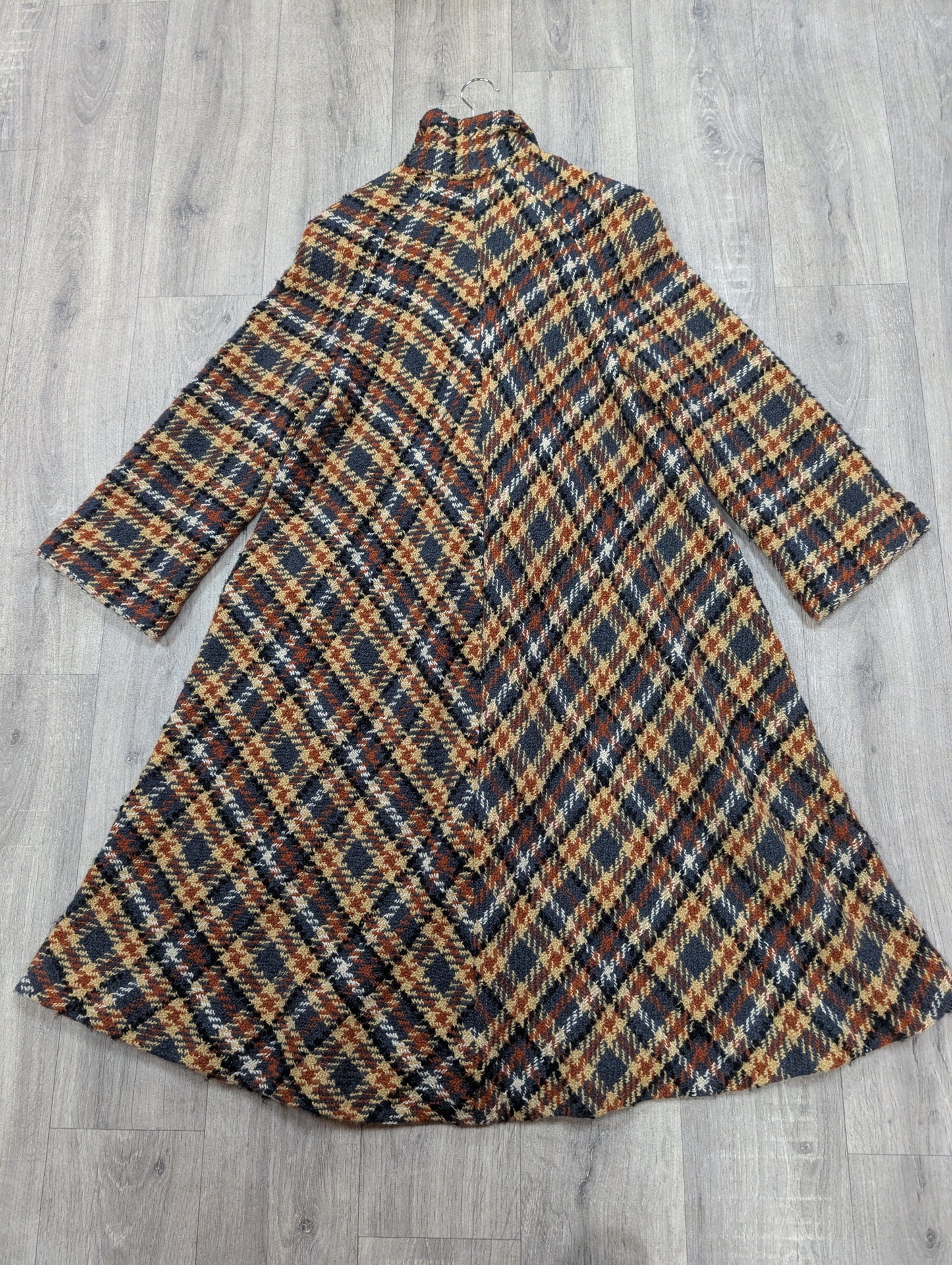 1970s check wool coat - S