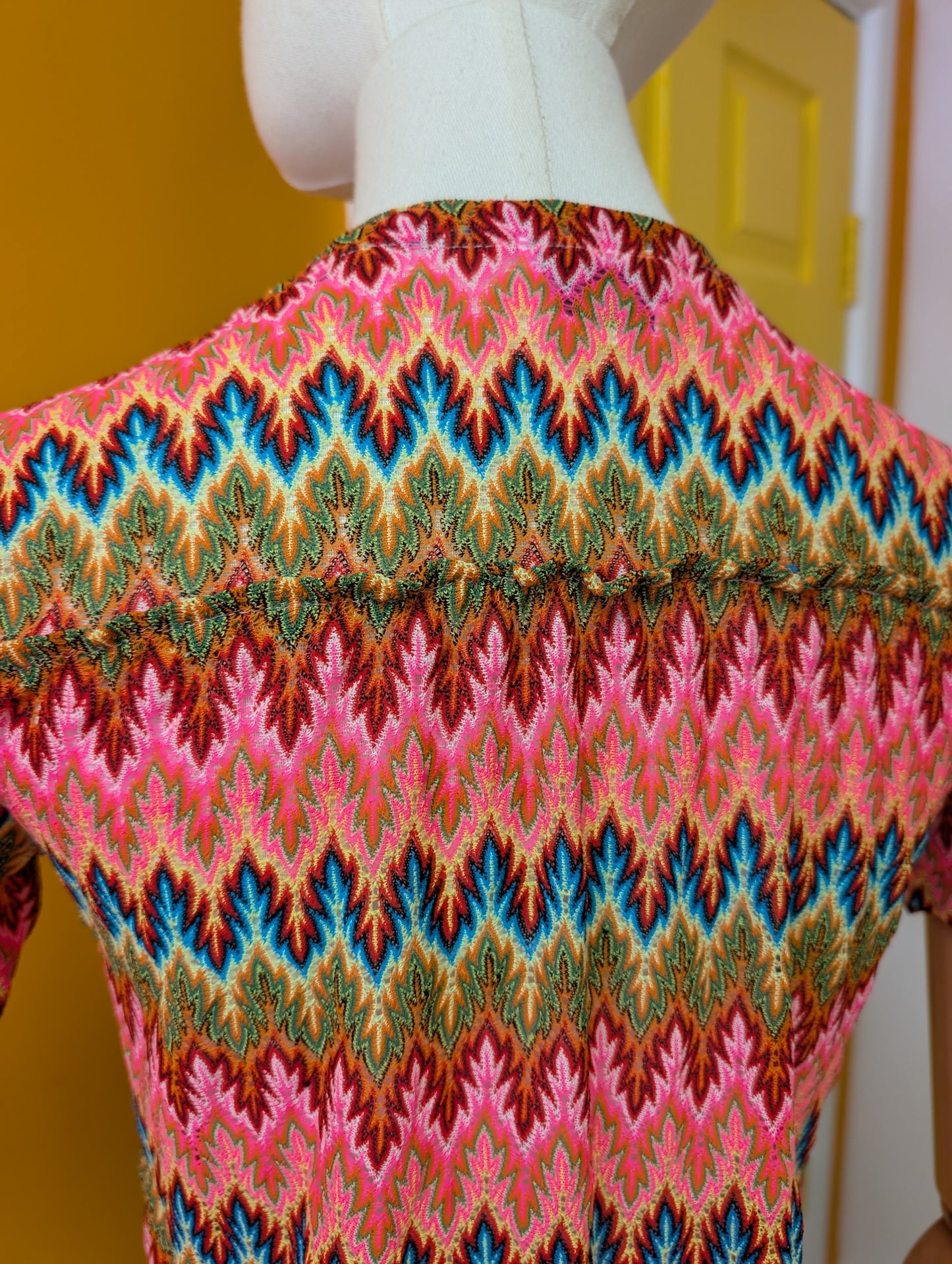 1960s Champions Knitwear pink chevron top - XS/S