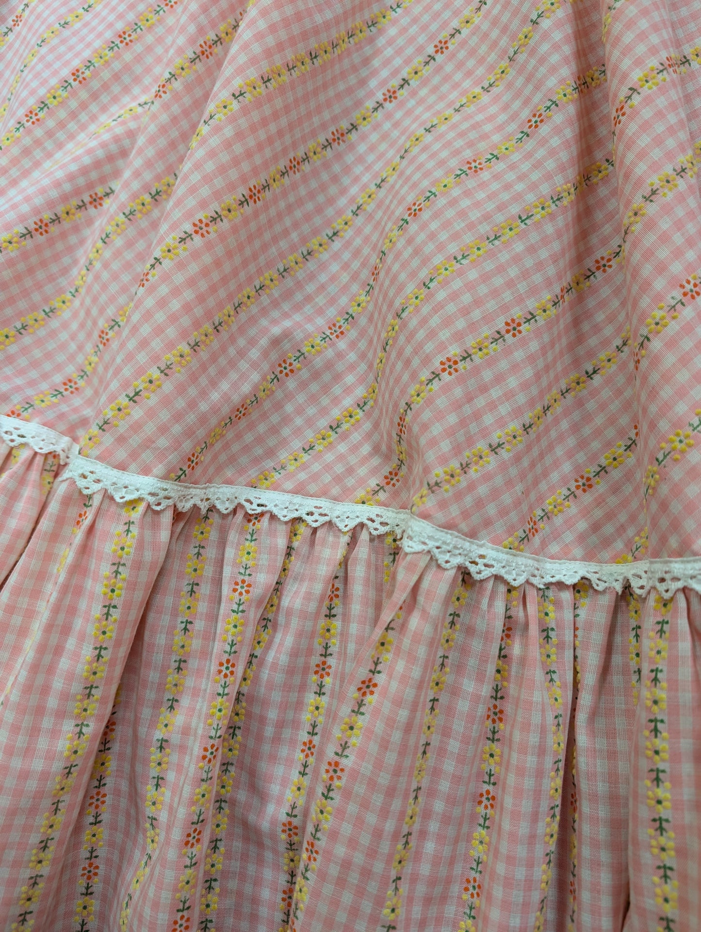 1970s pink floral maxi dress - S/M/10/12